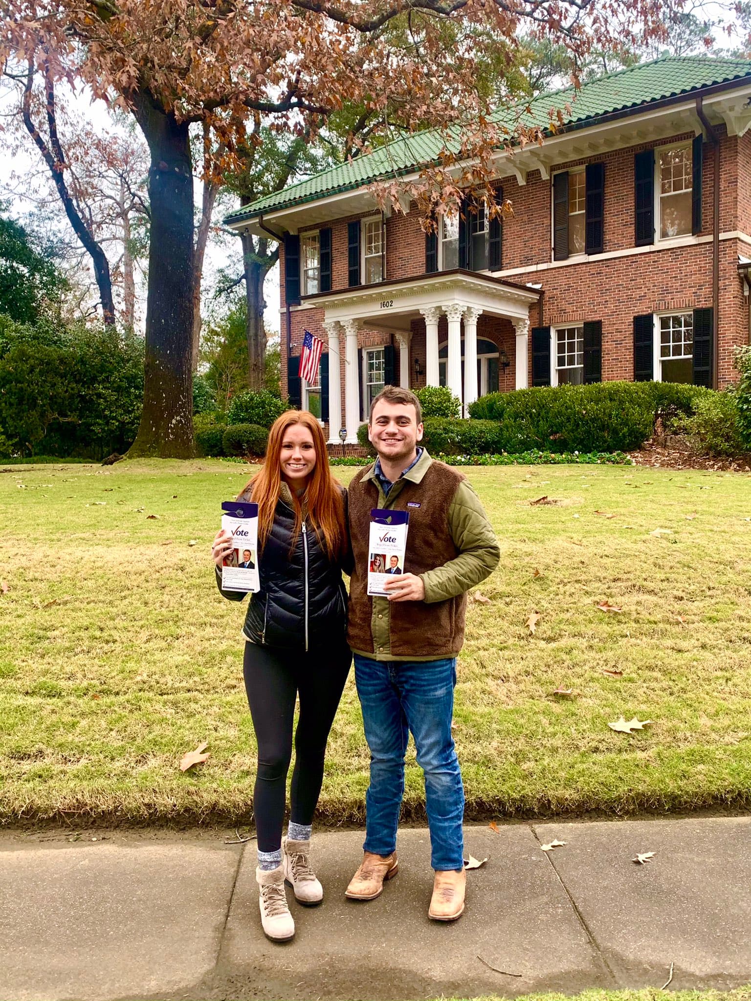 College Republican Federation of Alabama Chairman Clint Reid campaigning in Georgia for incumbent Sens. Kelly Loeffler and David Perdue.