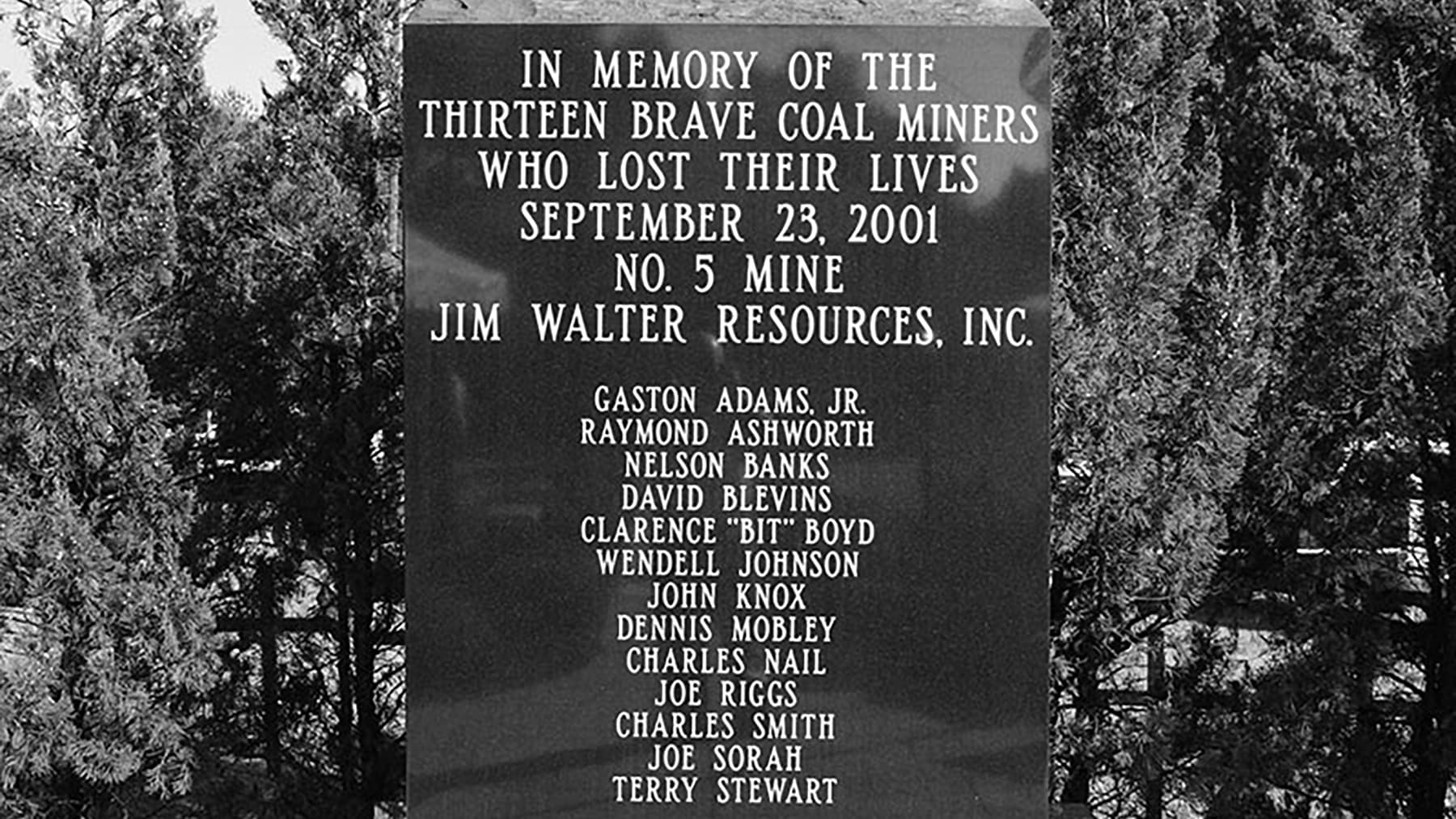 The memorial at the site of the Jim Walter Mine disaster.