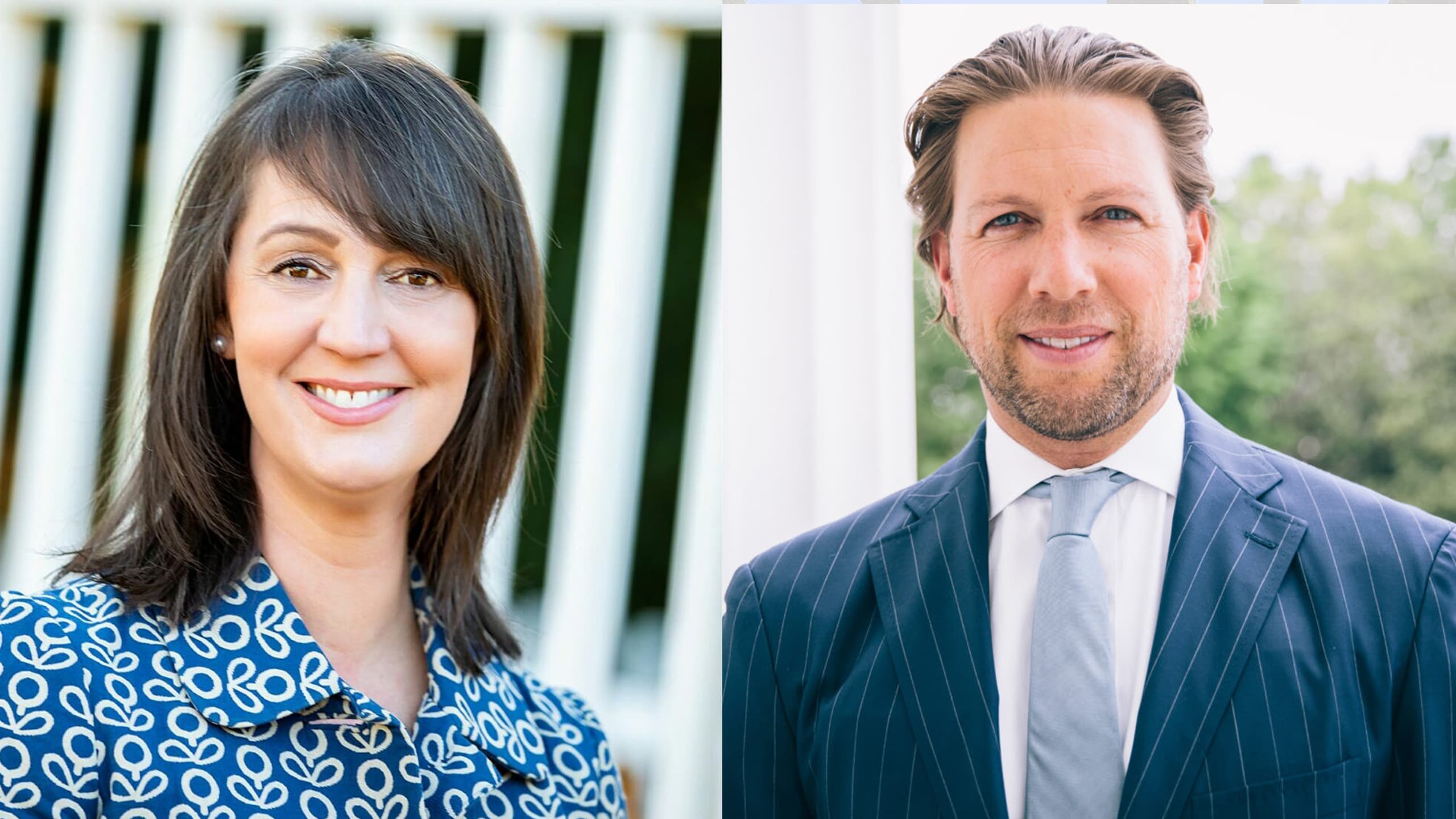 Incoming president and CEO Stephanie Smith and outgoing president and CEO Caleb Crosby.