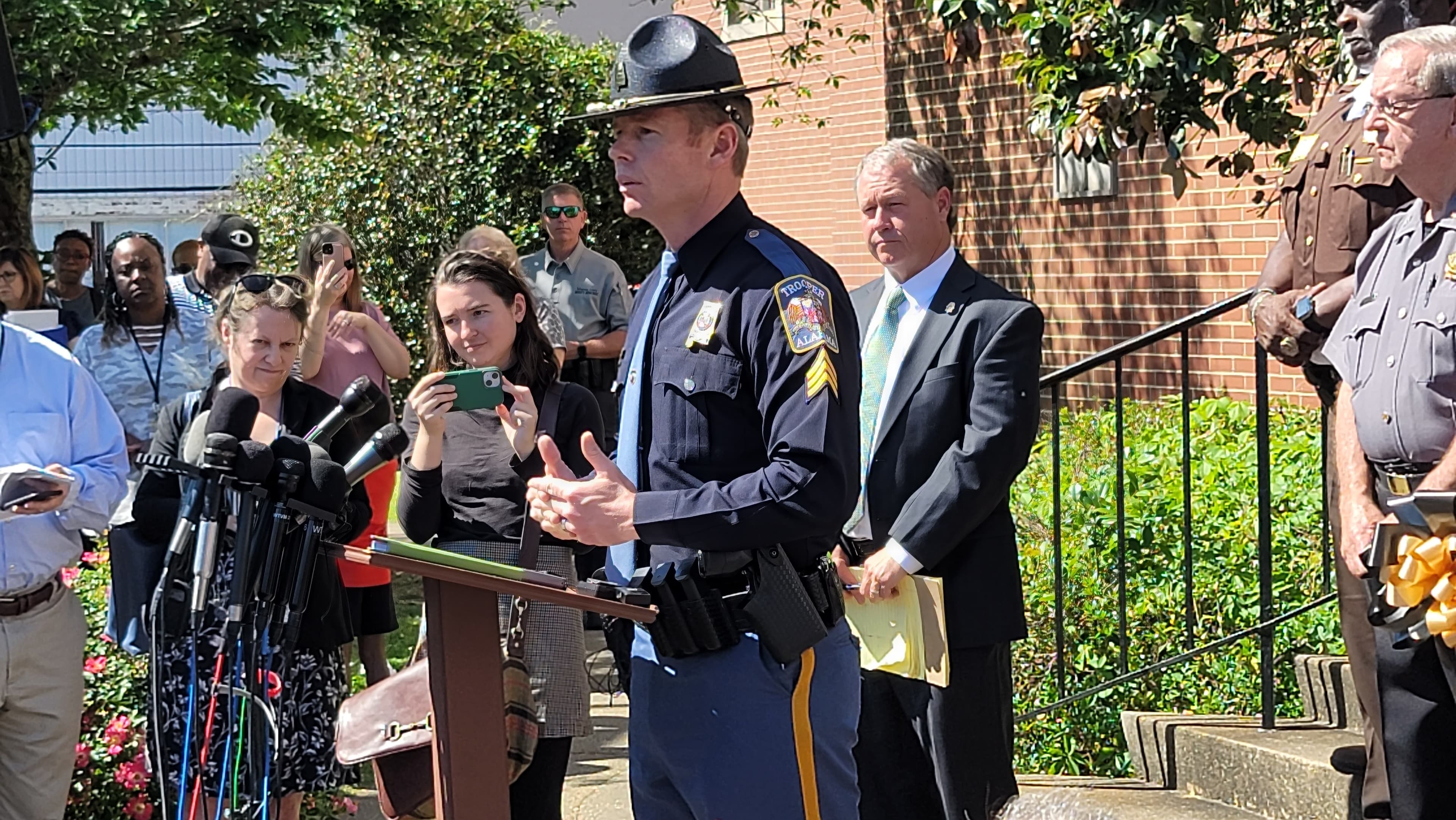 A press conference in Dadeville, Alabama, after a mass shooting on Saturday, April 15.