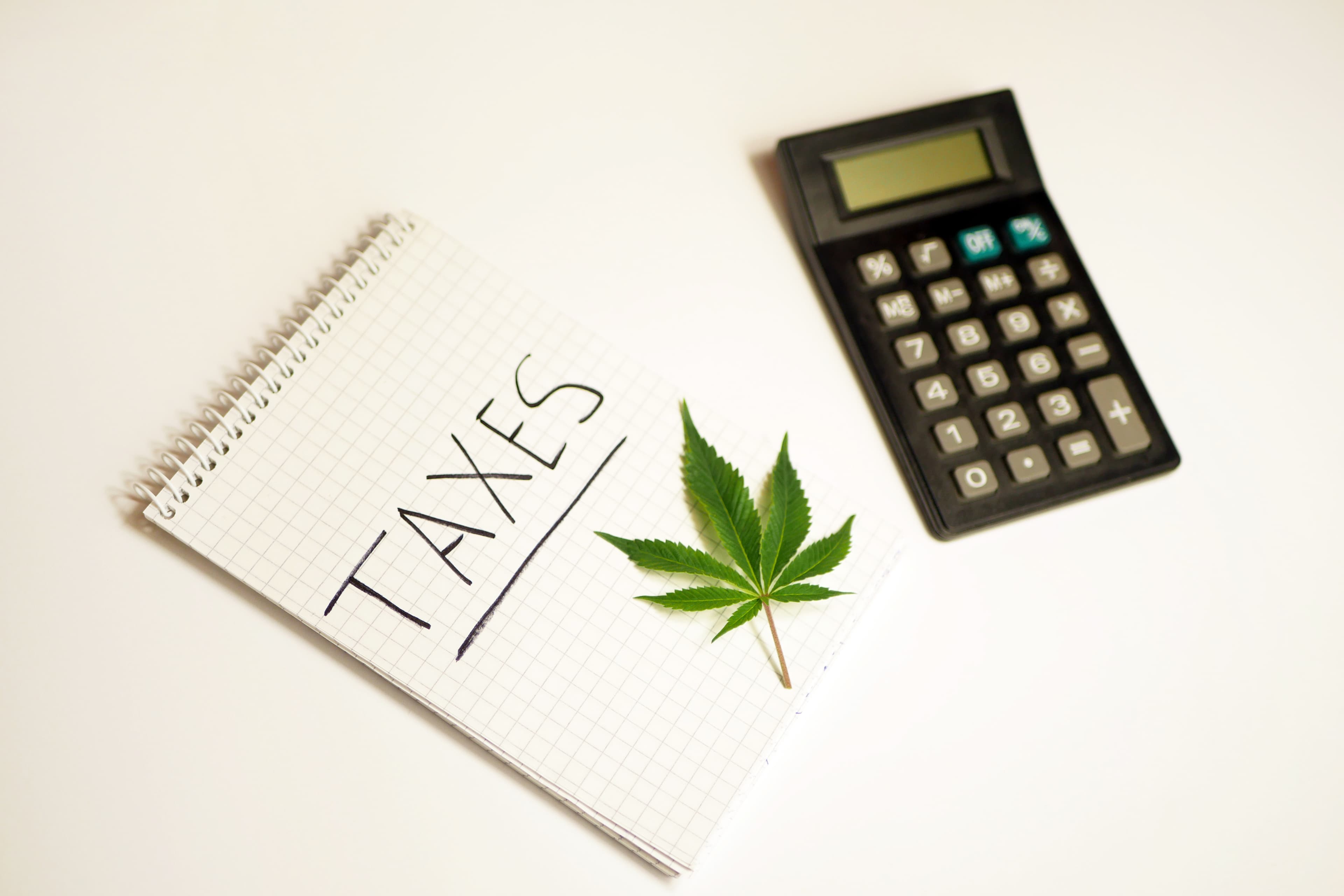 Calculating cannabis taxes. Legal sale of marijuana business. An