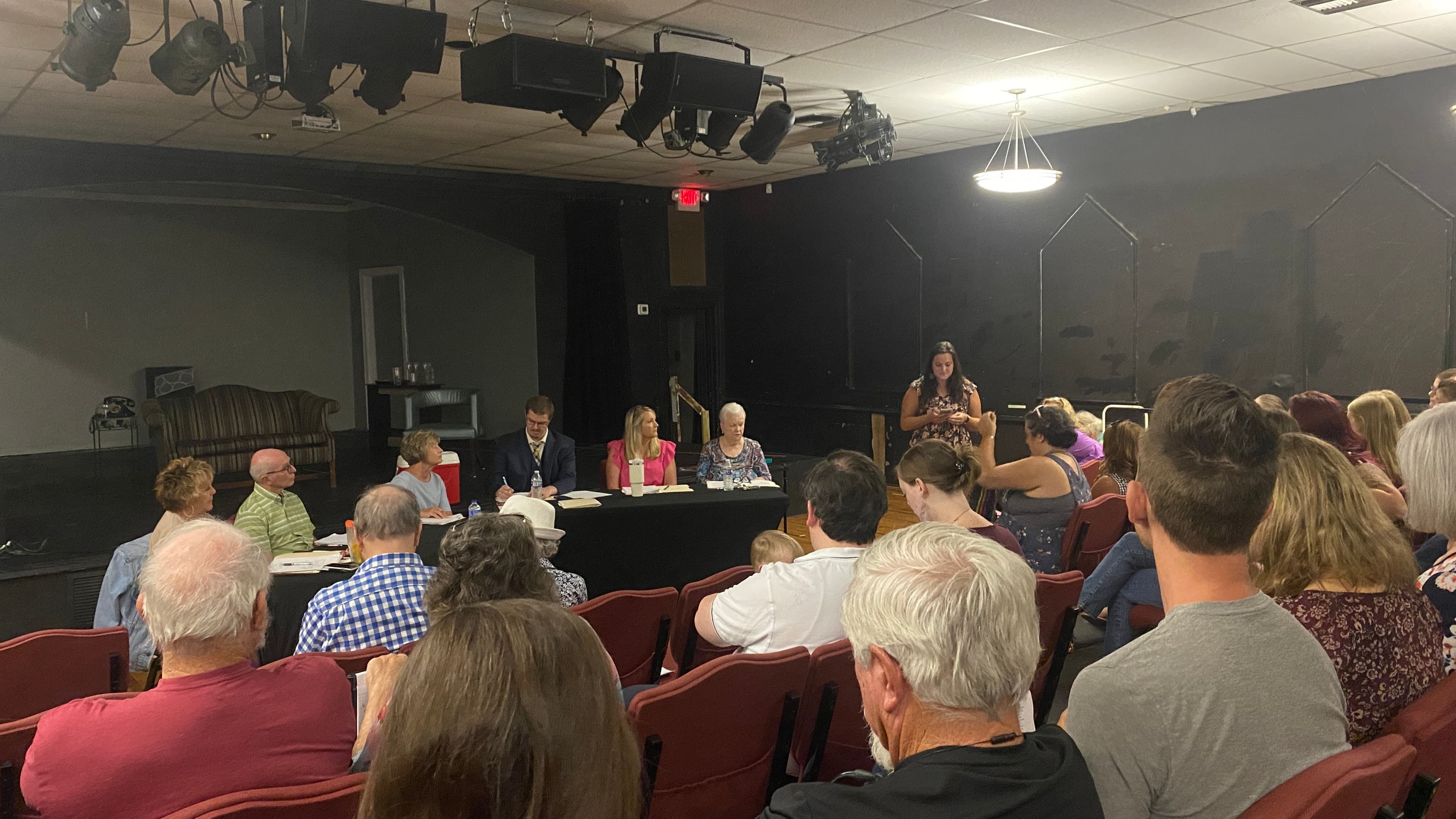 A Prattville citizen speaks before the Autauga-Prattville Library Board in the first-ever public comment session due to recent book challenges.
