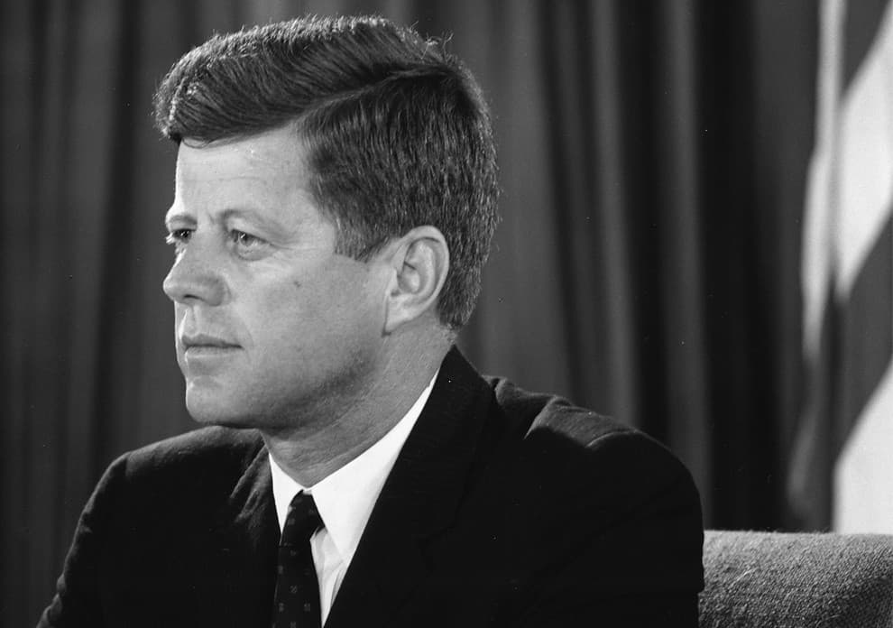 President John F. Kennedy addressing the nation from the Oval Office during the Berlin Crisis on July 25th, 1961. (Cecil Stoughton, White House/ John F. Kennedy Library)