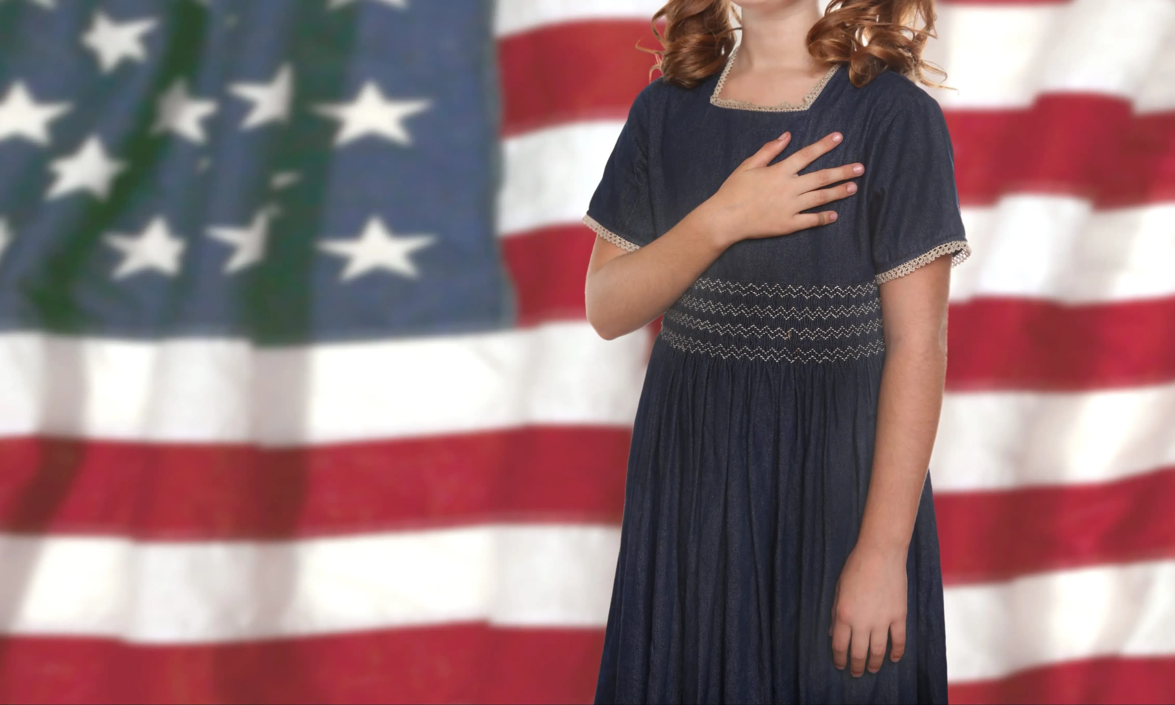 Little Girl Pledging Allegiance to the Flag