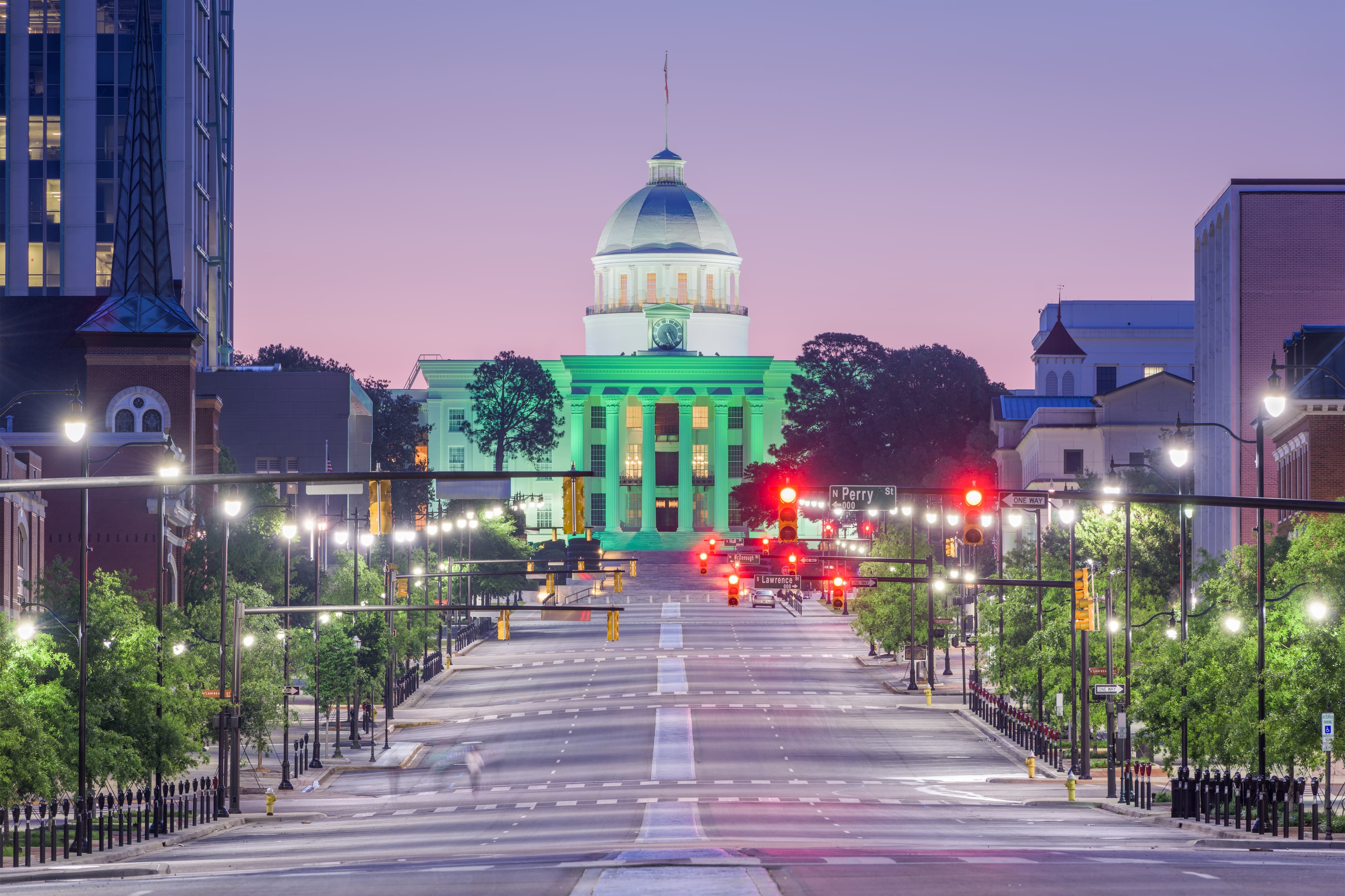 Montgomery, Alabama, USA with the State Capitol.