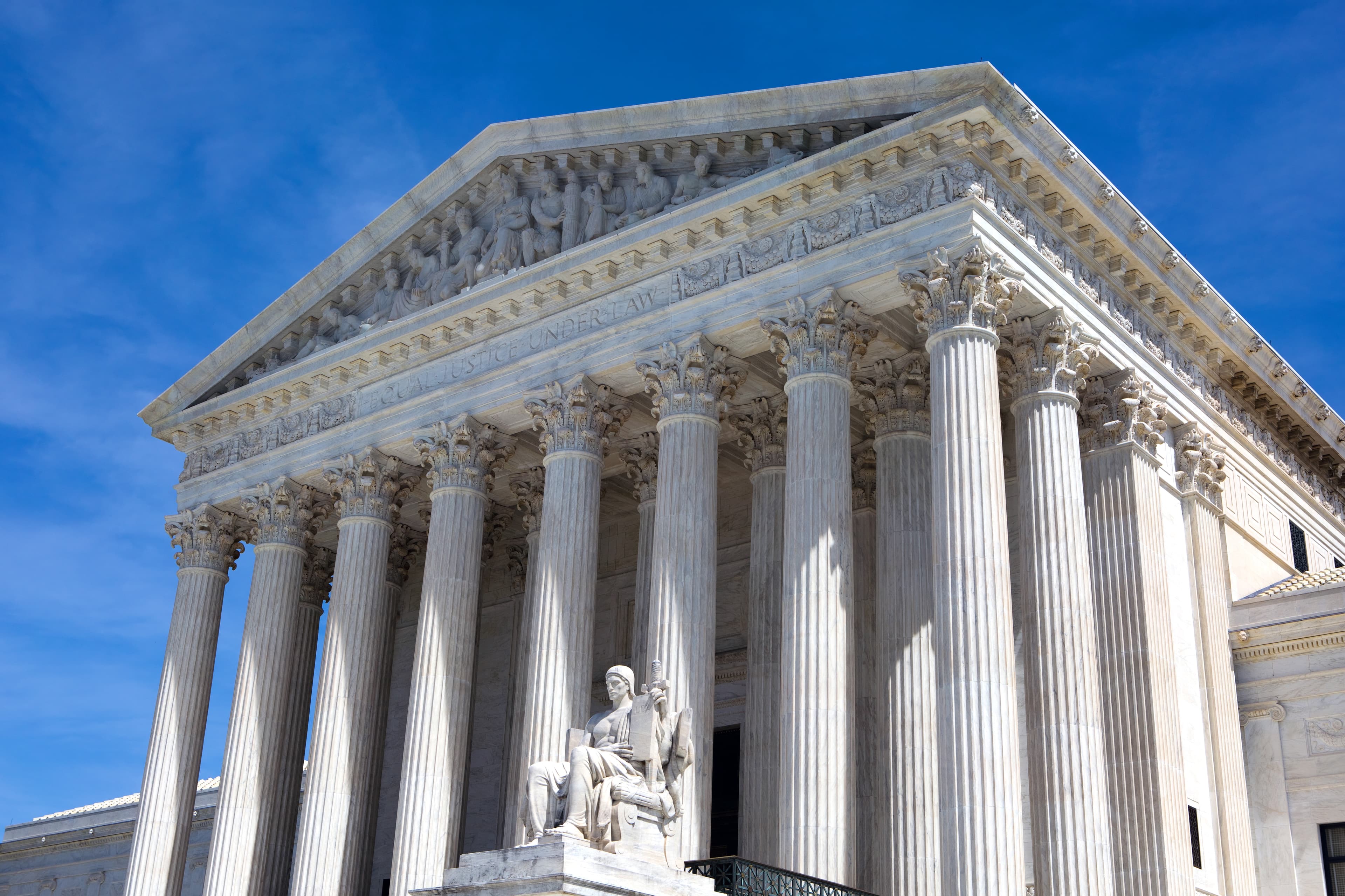 The facade of the United States Supreme Court building in Washington, D.C.