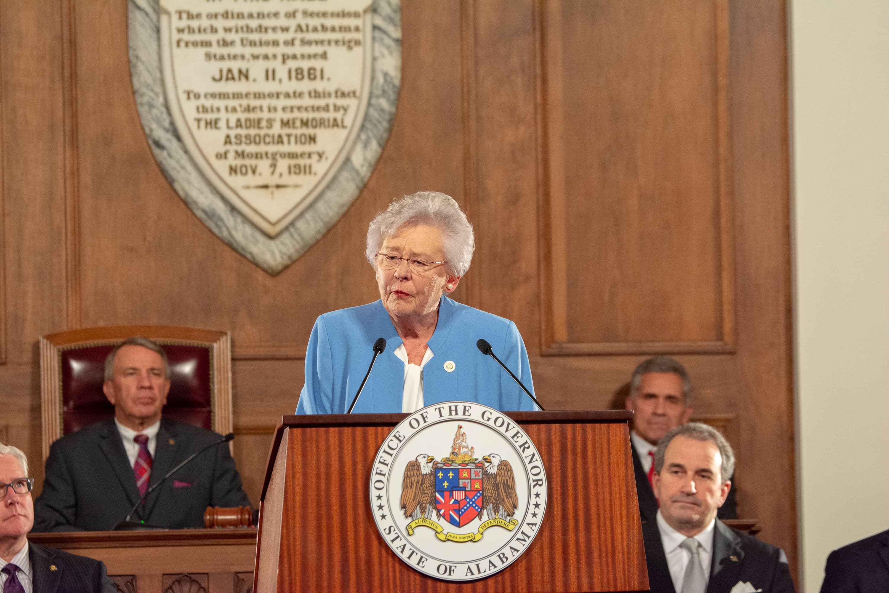 Gov. Kay Ivey delivers the 2019 state of the state address before a joint session of the Alabama Legislature in the Old House Chambers of the Alabama State Capitol on March 5, 2019. (Chip Brownlee/APR)