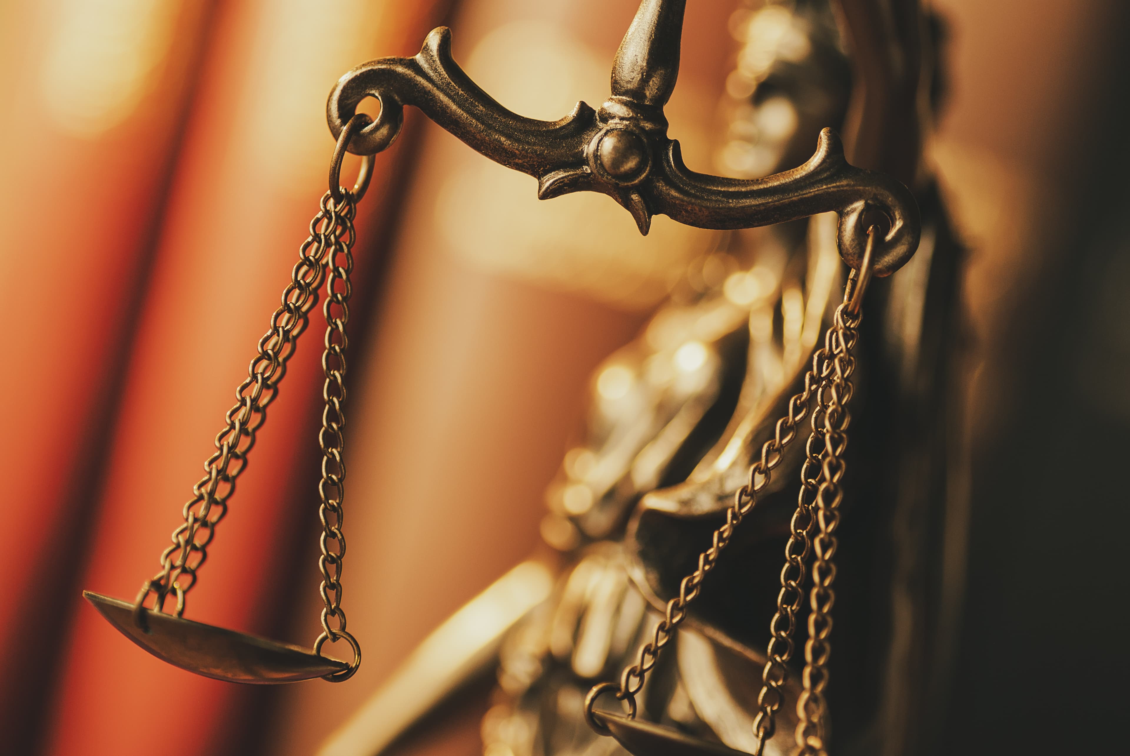 Brass Scales of Justice in a close up view
