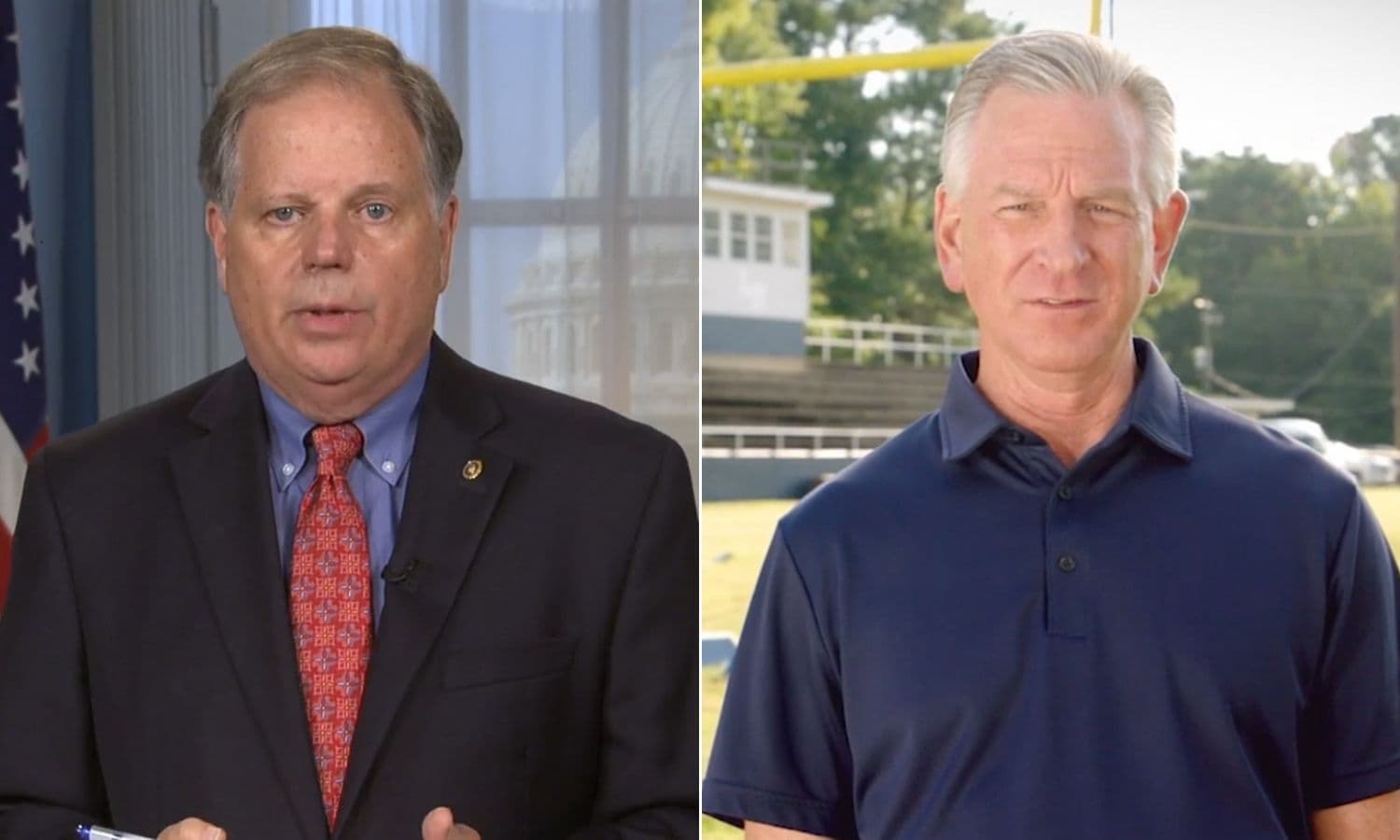 Former Sen. Doug Jones, left, and Sen. Tommy Tuberville, right.