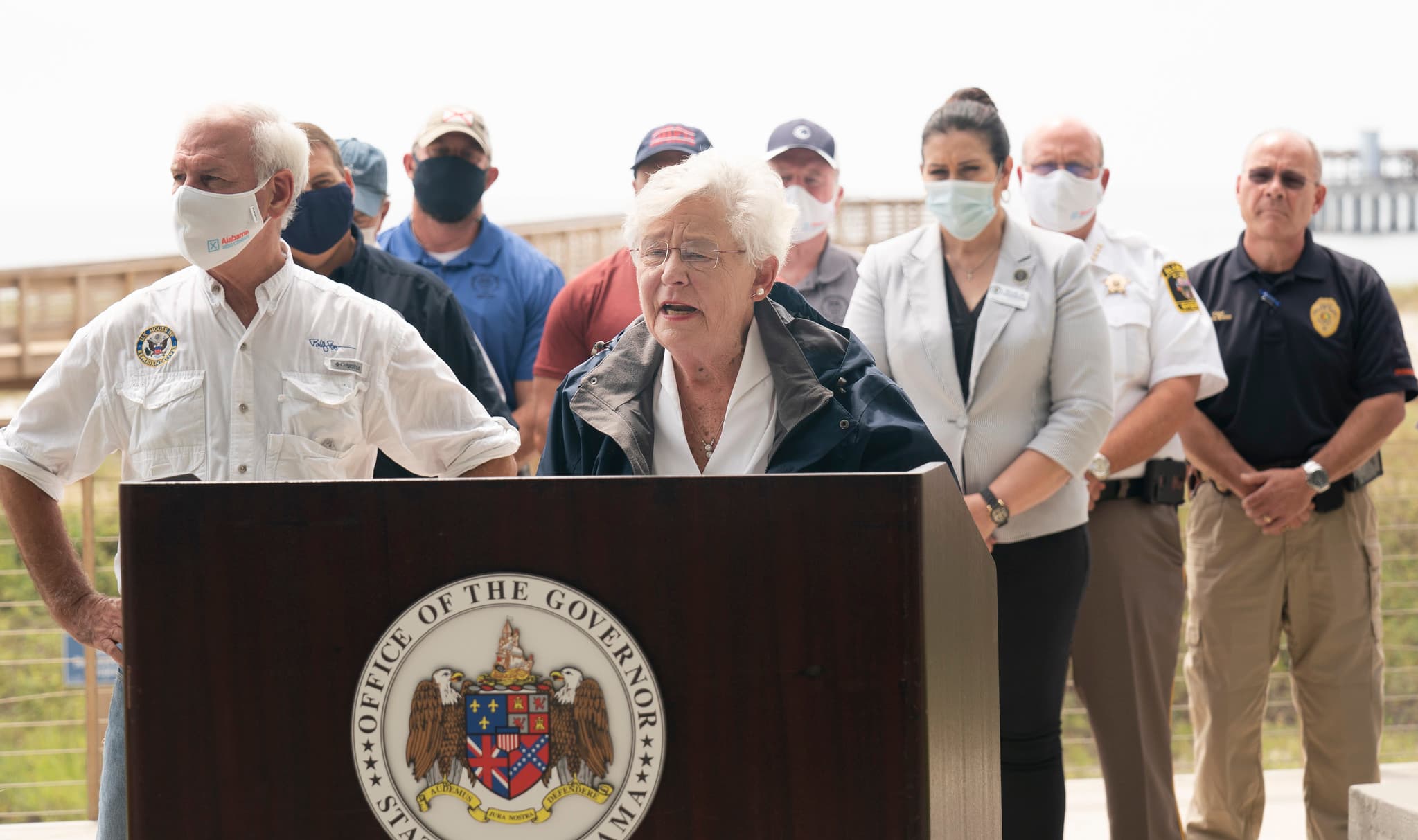 Gov. Kay Ivey took a tour of the damage from Hurricane Sally on the gulf coast Friday September 18, 2020. (Governor's Office/Hal Yeager)