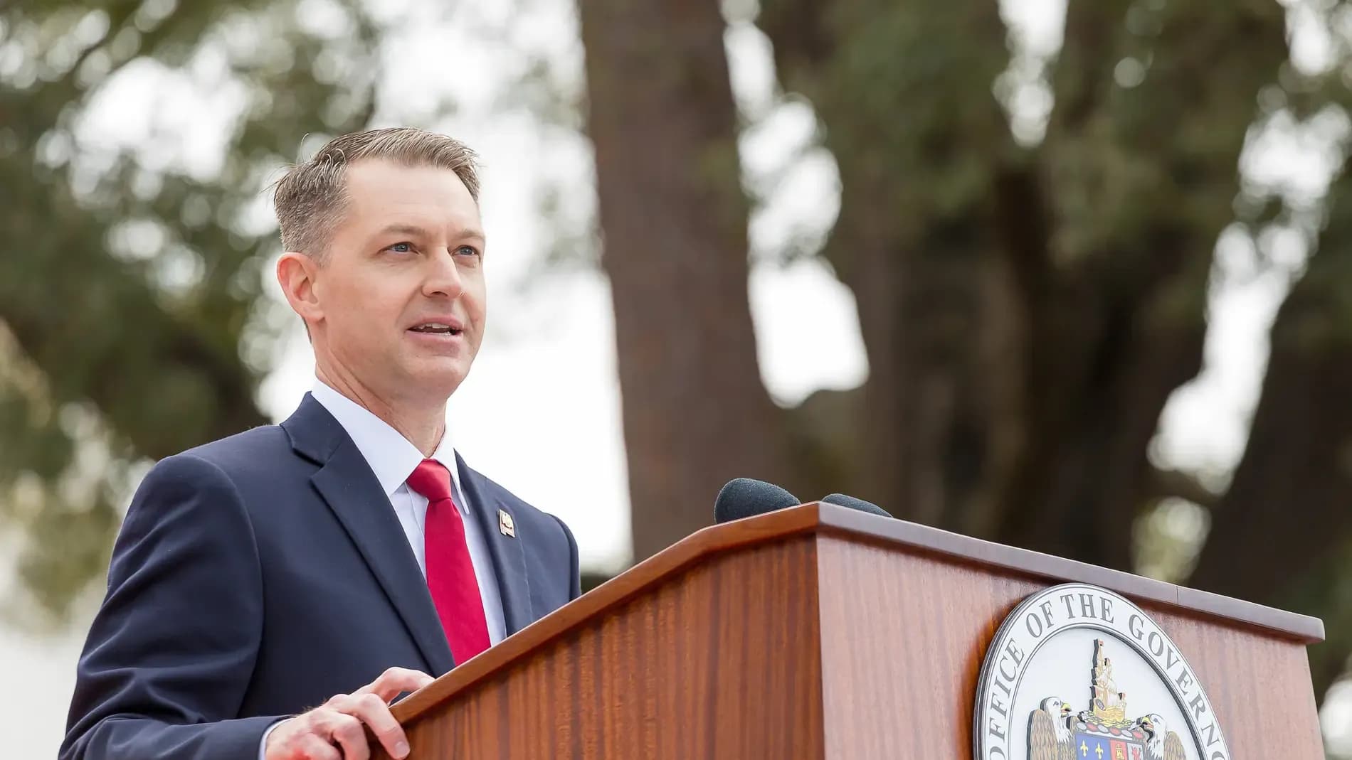 Secretary of State Wes Allen gives as an inaugural speech during the inauguration ceremony on Jan. 16, 2023.