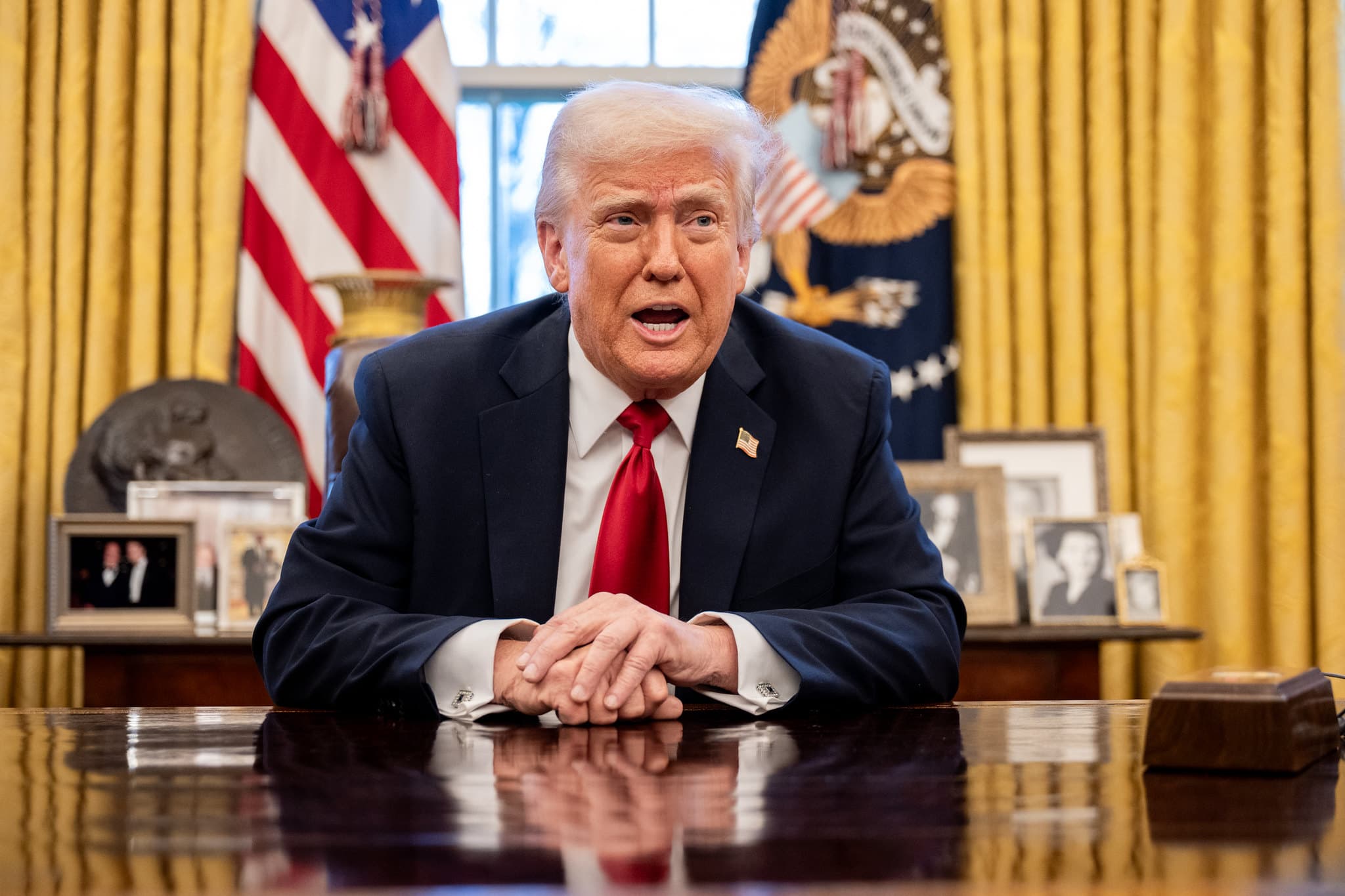 President Donald Trump in the White House Oval Office.