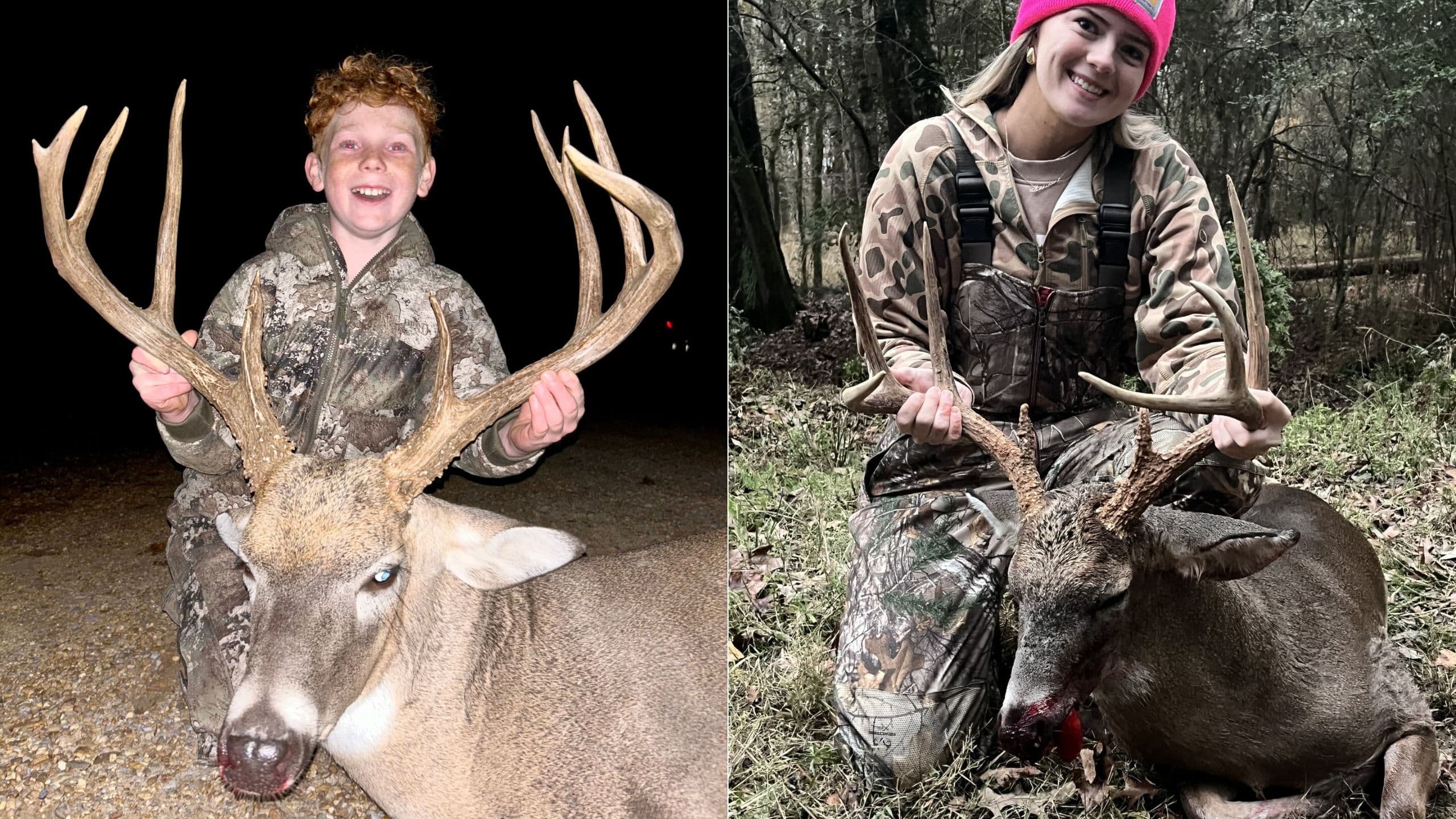 Reid Summerford, left, harvested this buck in Pickens County, and Addison Bridges, right, submitted this photo of a buck harvested in Dallas County for the Alabama Black Belt Adventures Association’s 14th annual Big Buck Photo Contest.