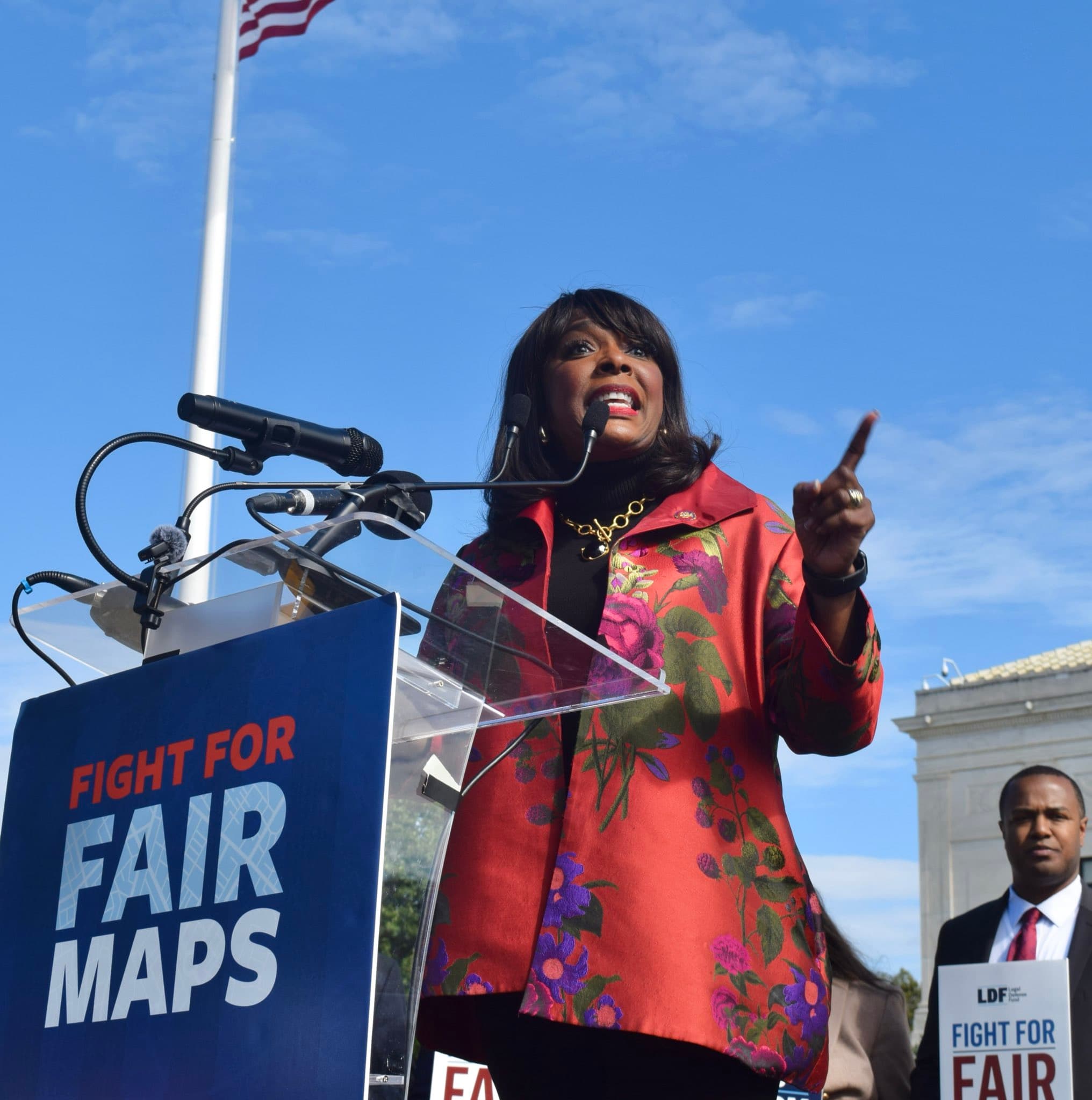 Representative Terri Sewell speaking at a press conference.