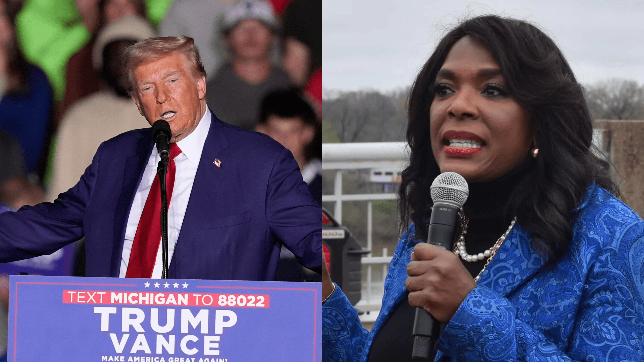 President Donald Trump and U.S. Representative Terri Sewell.