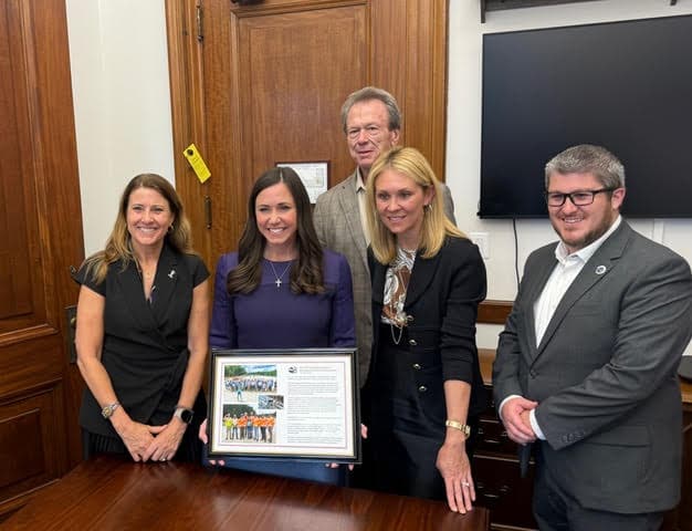 Local leaders from Jefferson County recently met with Sen. Britt to discuss infrastructure projects and presented her with a gift commemorating the senator’s 2025 visit to the Northern Beltline construction site.
