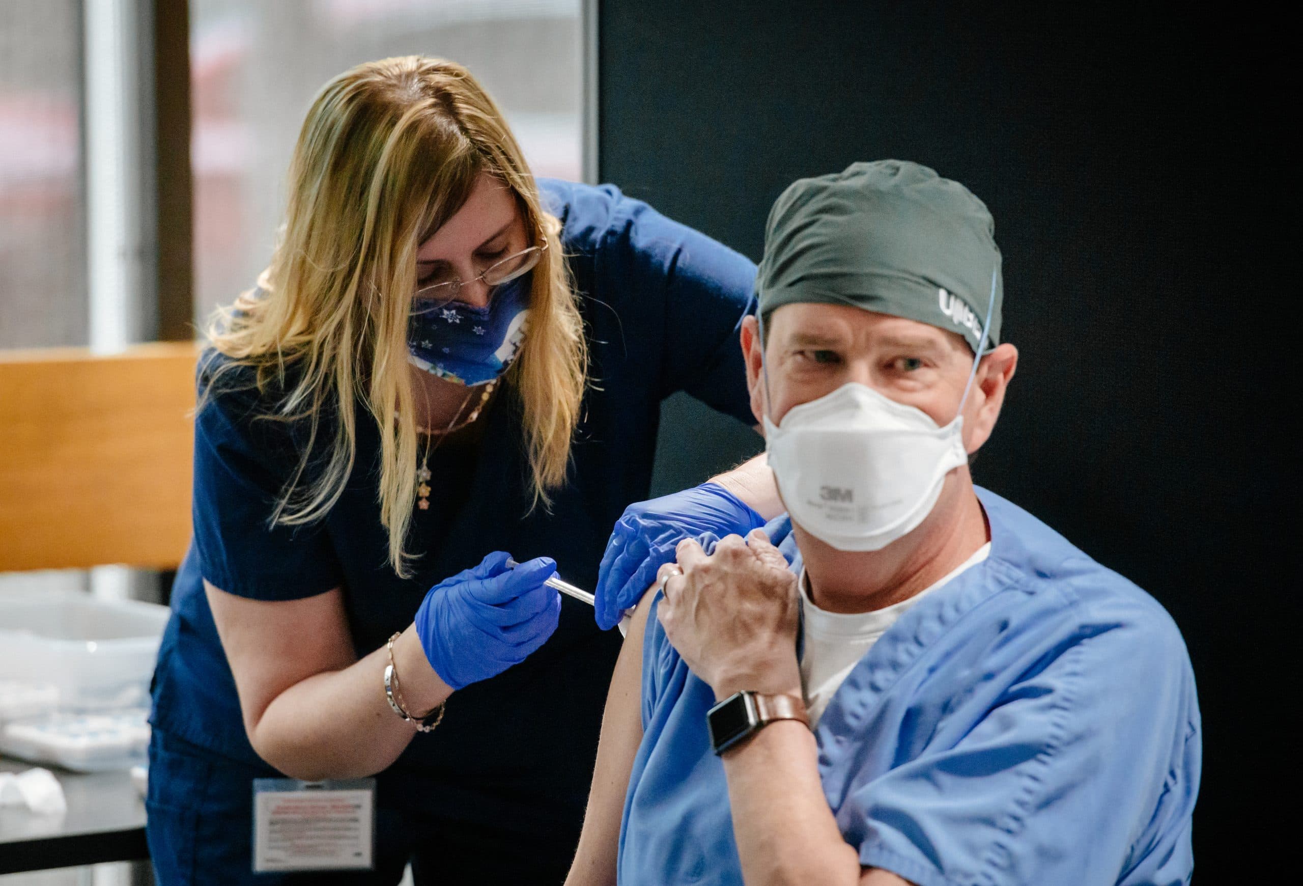 A physician at UAB receiving the COVID-19 vaccine. VIA UAB)