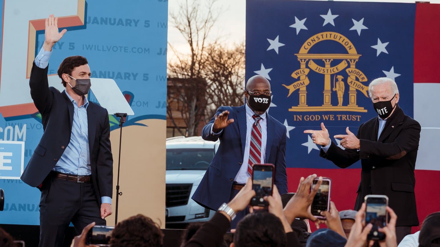Senate candidate Jon Ossoff, Rev. Raphael Warnock and President-elect Joe Biden campaign in Georgia amid dual Senate runoffs.