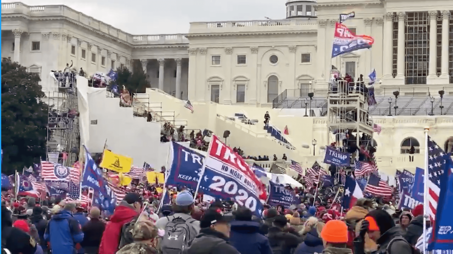 Supporters of President Donald Trump at the U.S. Capitol on Wednesday, Jan. 6, 2021, in Washington. (VIA TWITTER)