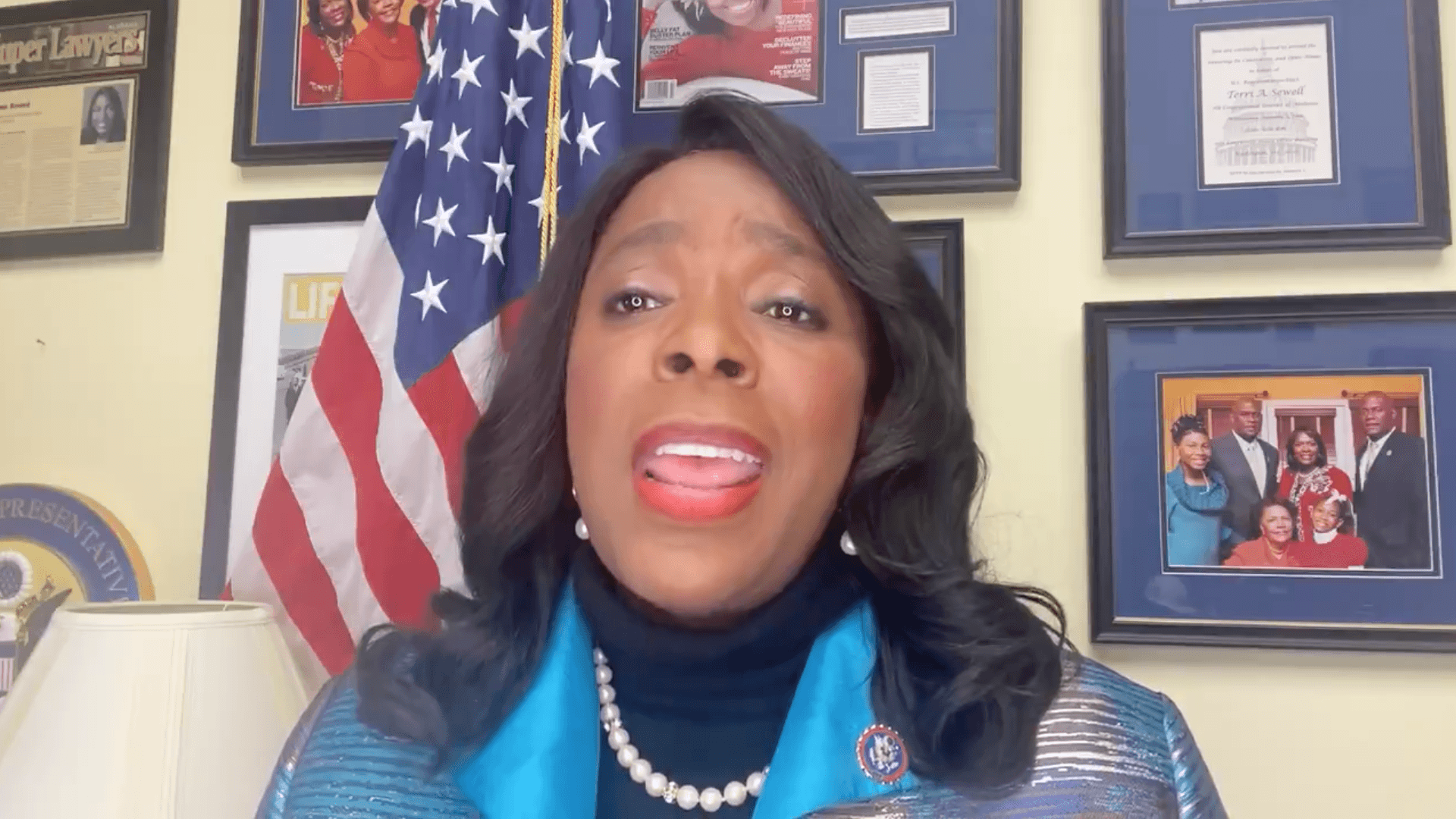 Congresswoman Terri Sewell, D-Alabama, speaks in a video addressing the Electoral College certification and the attack on the U.S. Capitol. (VIA TWITTER)