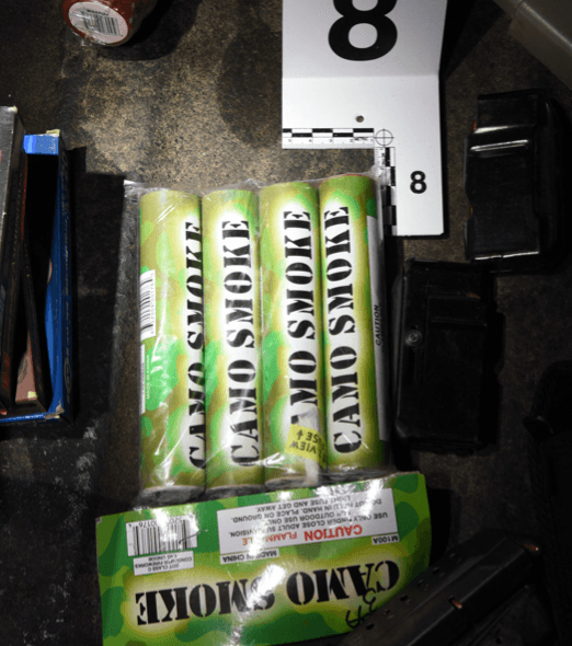 Police found a crossbow, Molotov cocktails, guns, smoke canisters and dozens of rounds of ammunition in Alabama man Lonnie Leroy Coffman's truck. (VIA COURT RECORDS)