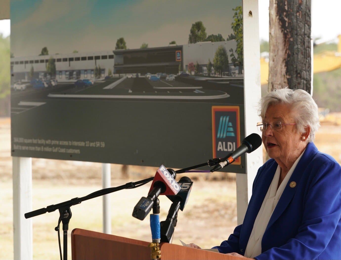 Gov. Kay Ivey attended a groundbreaking of a new regional headquarters for the retailer ALDI.