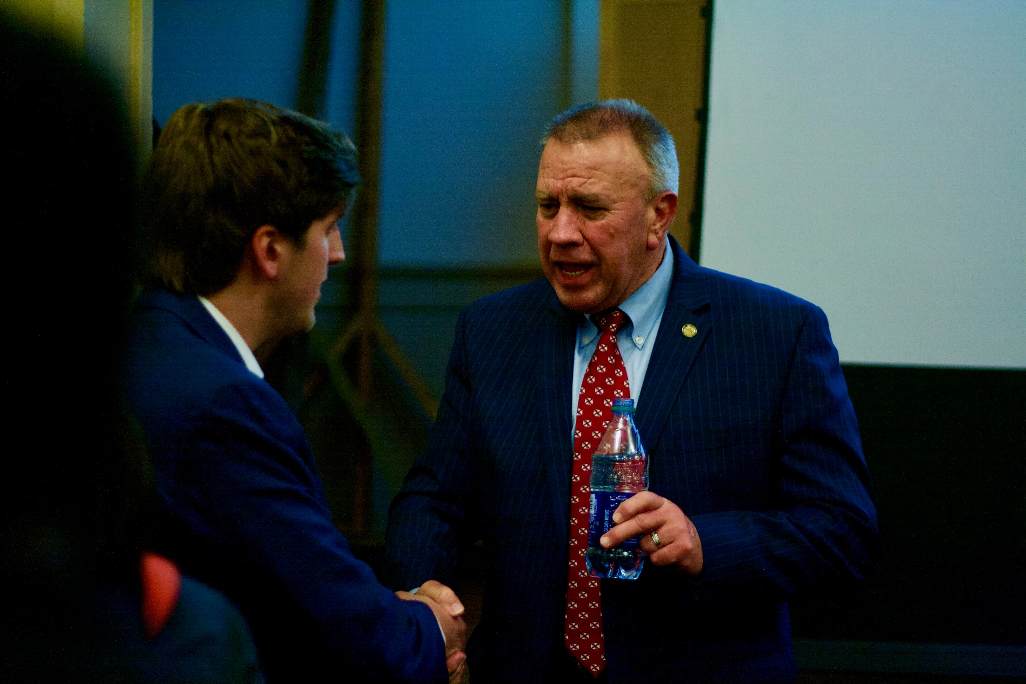 Speaker of the House Mac McCutcheon speaking at an event in Auburn.