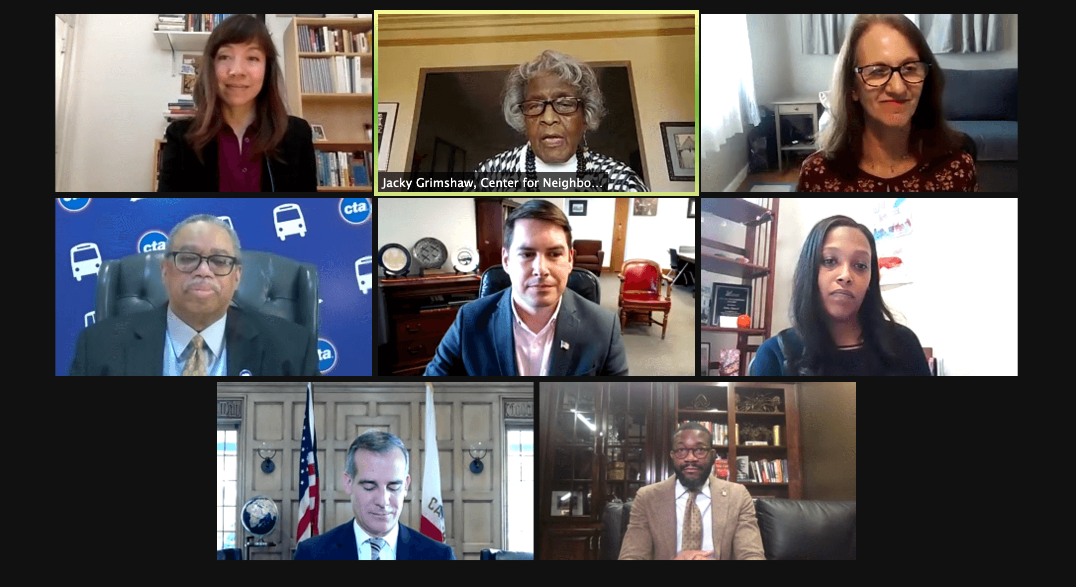 Birmingham Mayor Randall Woodfin, bottom right, joined the coalition's virtual event.