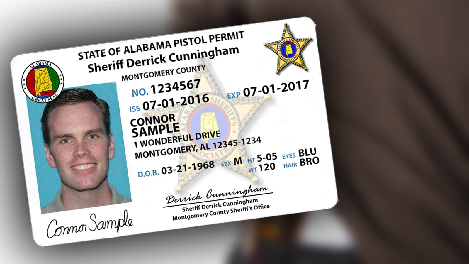An example of an Alabama pistol permit.