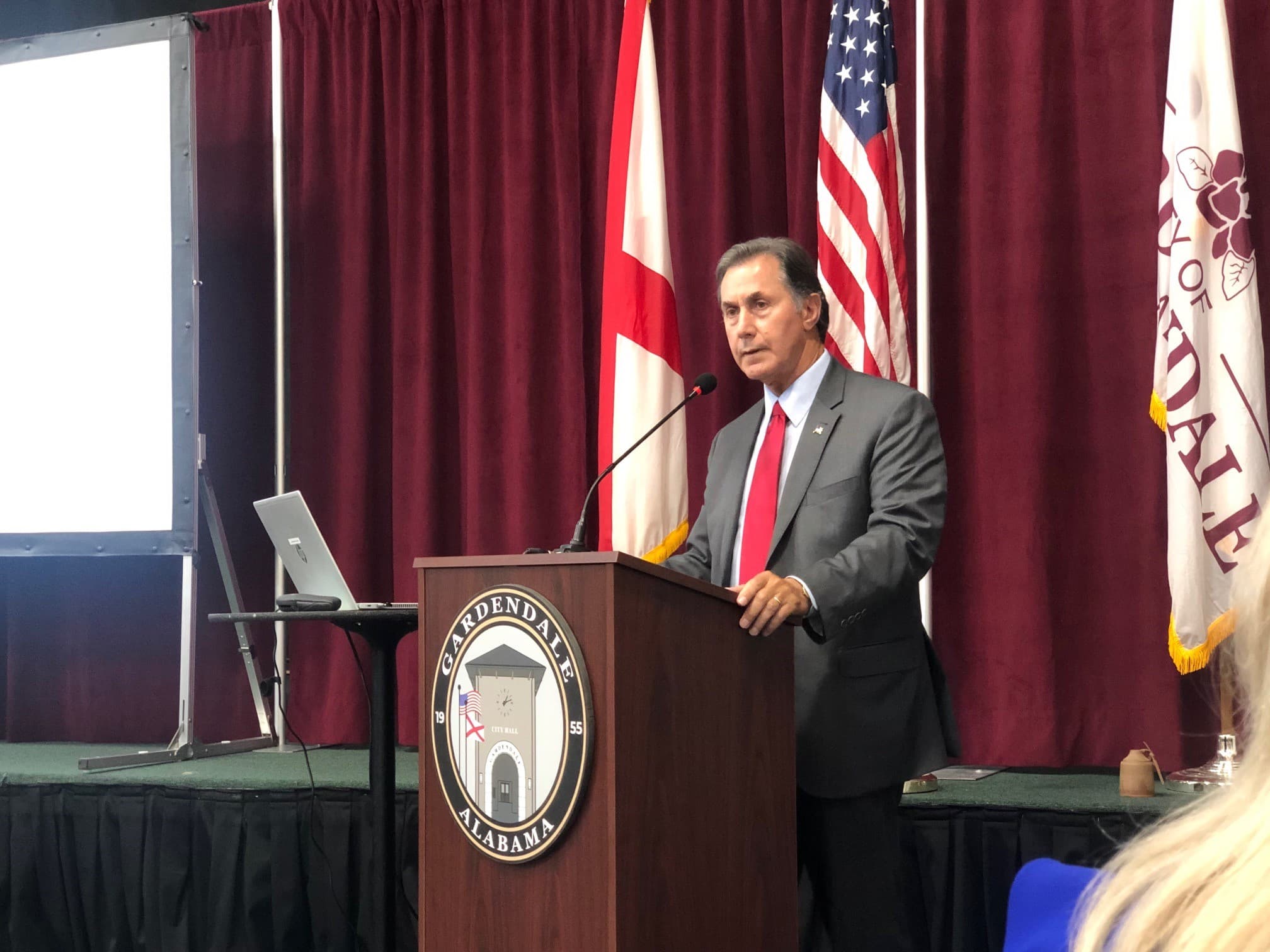 Congressman Gary Palmer speaking at an event in Gardendale.