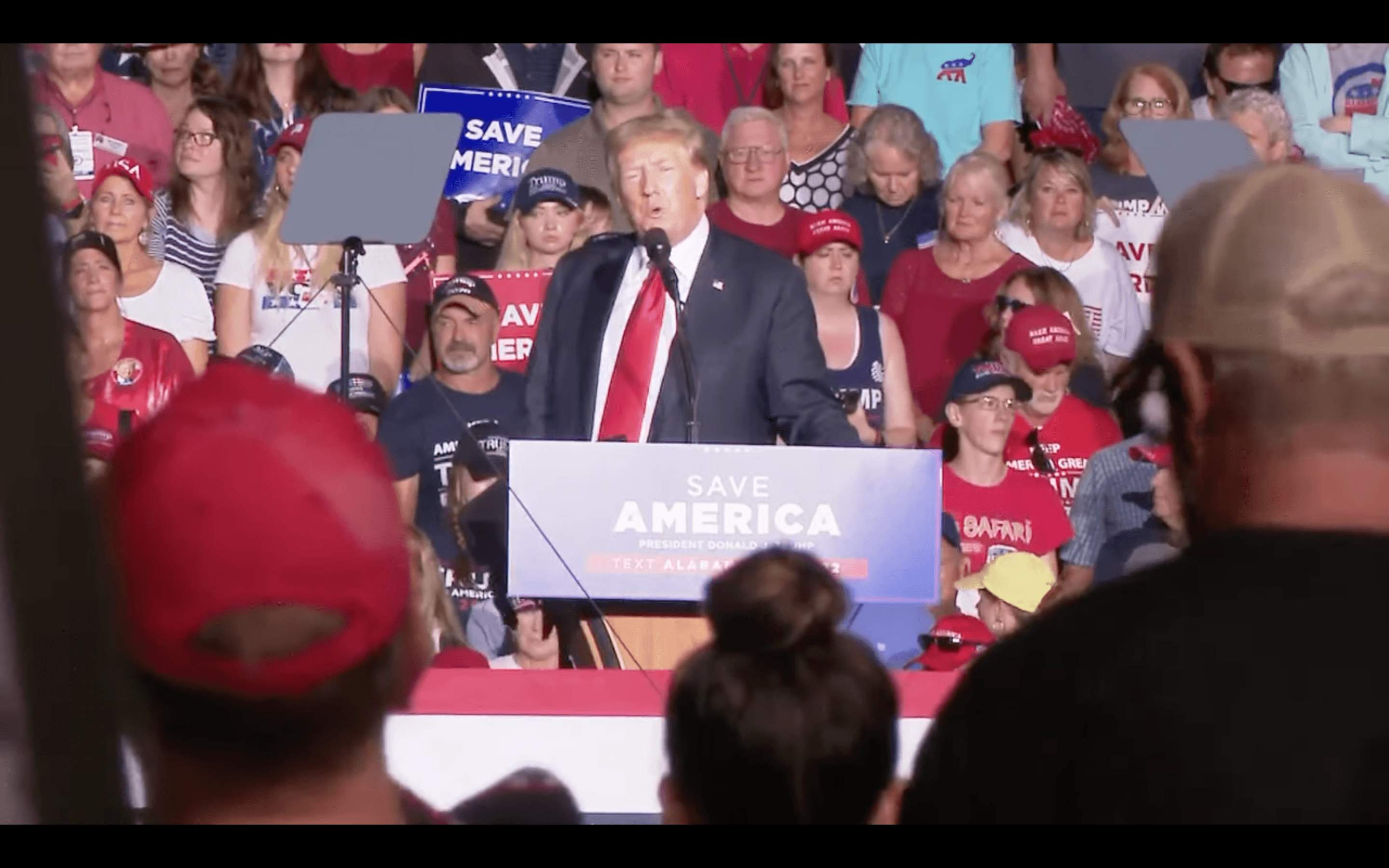 President Donald Trump speaks at a rally in Cullman.