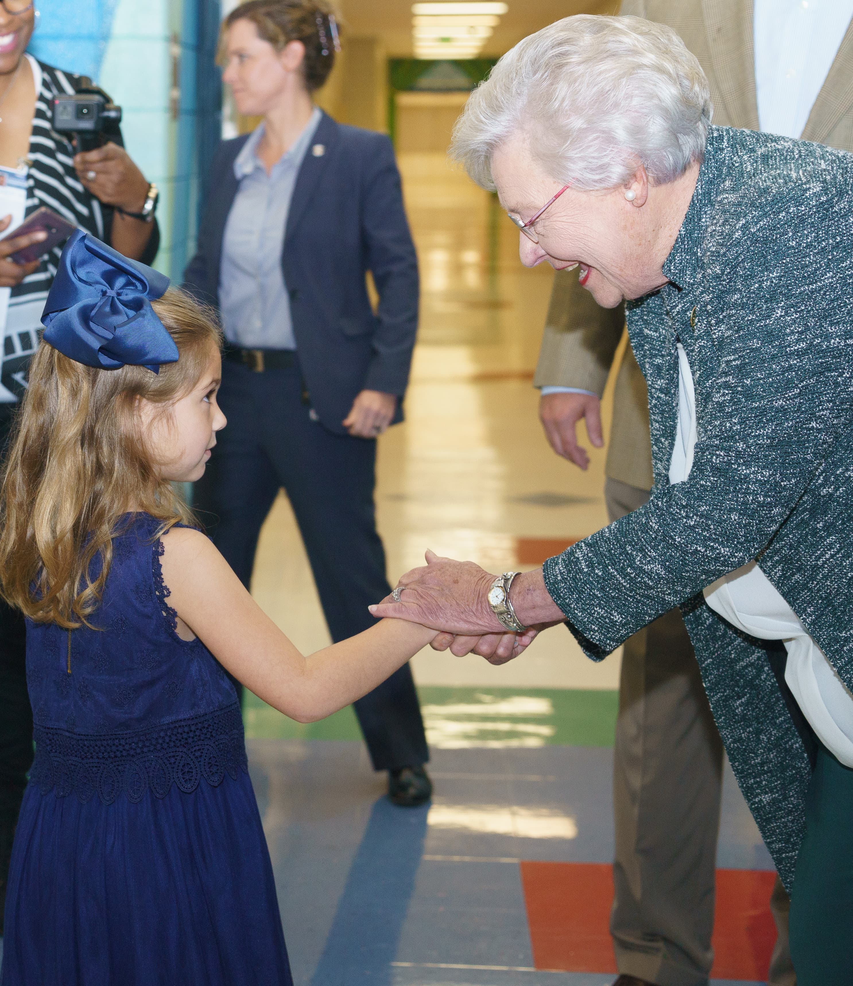 Gov. Kay Ivey speaking with a student. (VIA GOVERNOR'S OFFICE)