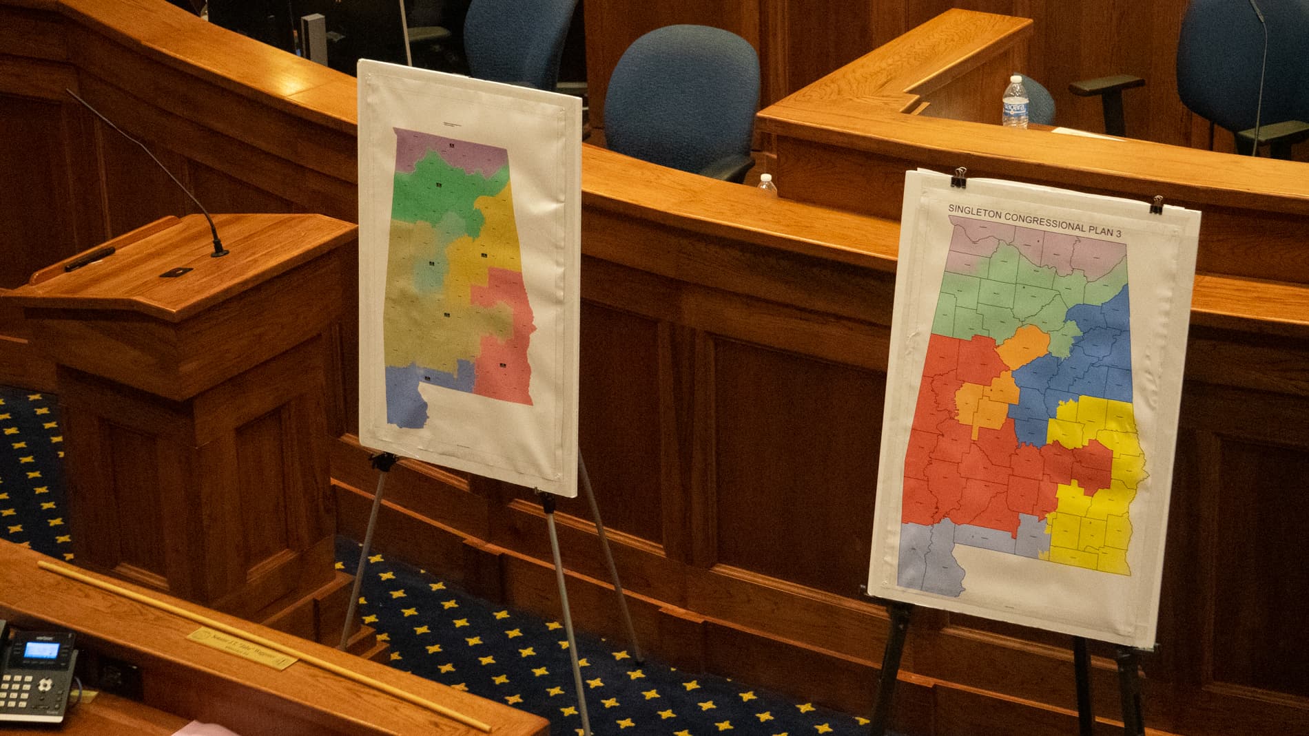 Maps on the Alabama Senate during a special session on redistricting. (JOHN H. GLENN/APR)