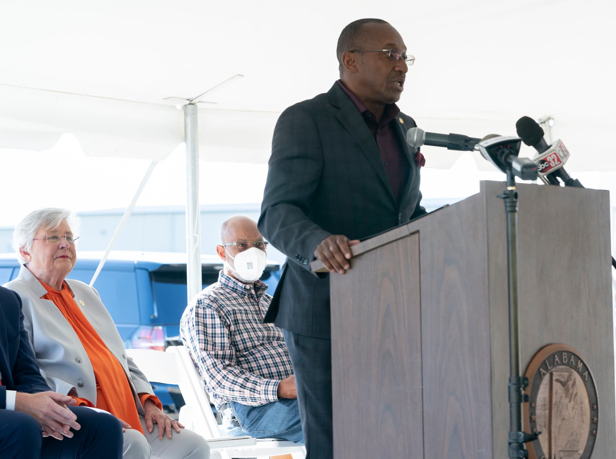 State Sen. Bobby Singleton, D-Greensboro, speaking at the West Alabama Corridor Groundbreaking Friday, Nov. 12, 2021 in Linden, Ala.