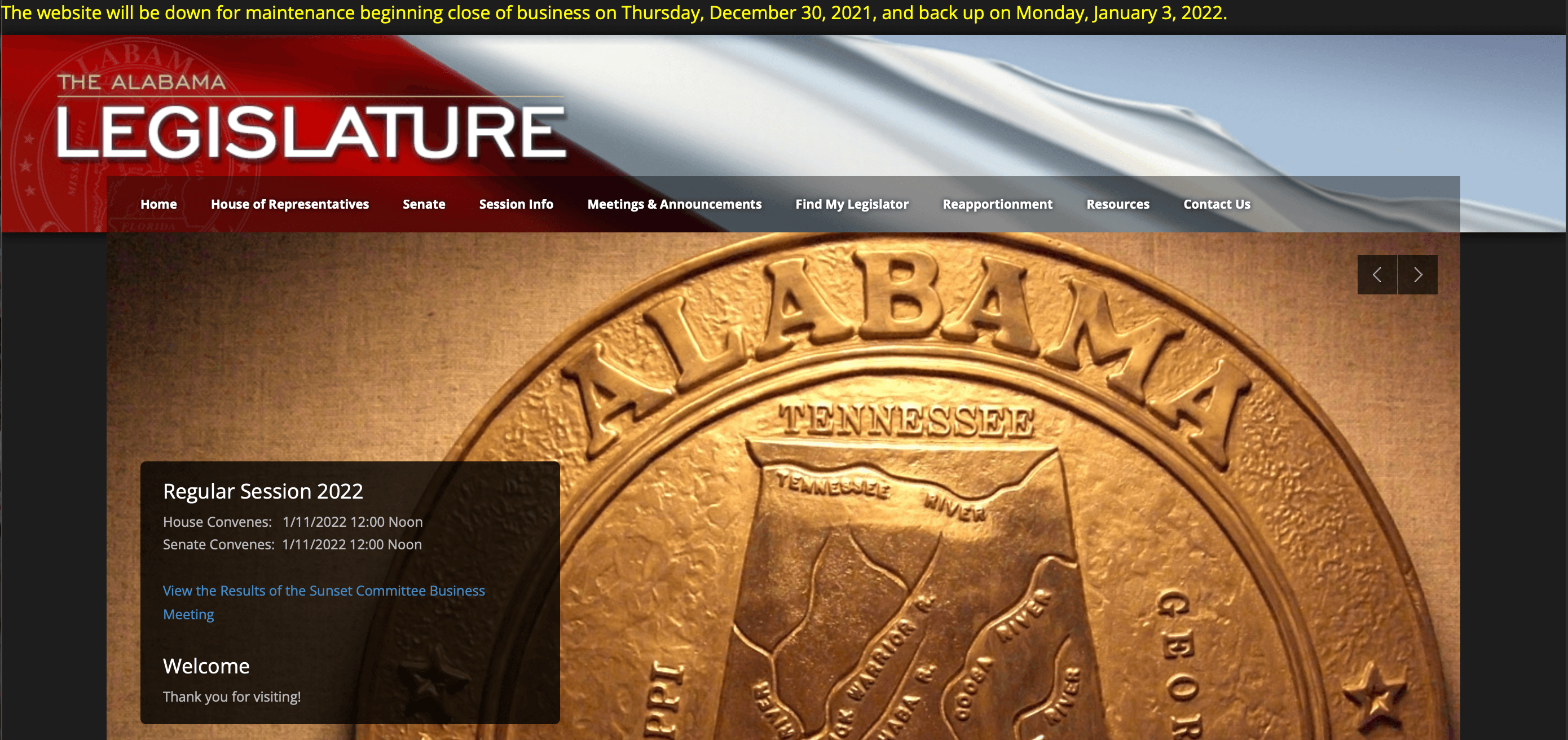 The Alabama Legislature website will go down fo maintenance today and return with a brand new look on Monday.