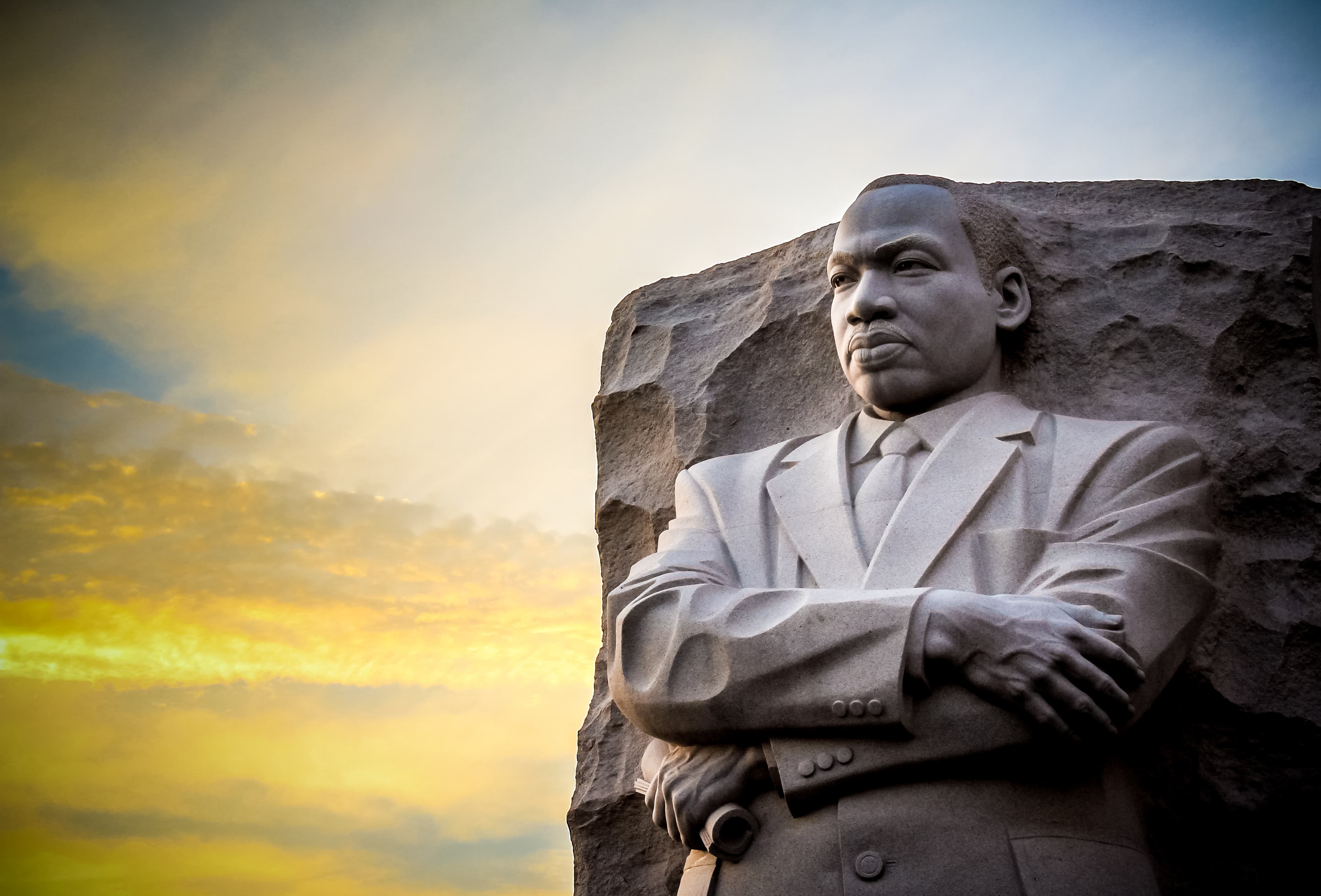 The statue memorial for Martin Luther King Jr. in West Potomac P