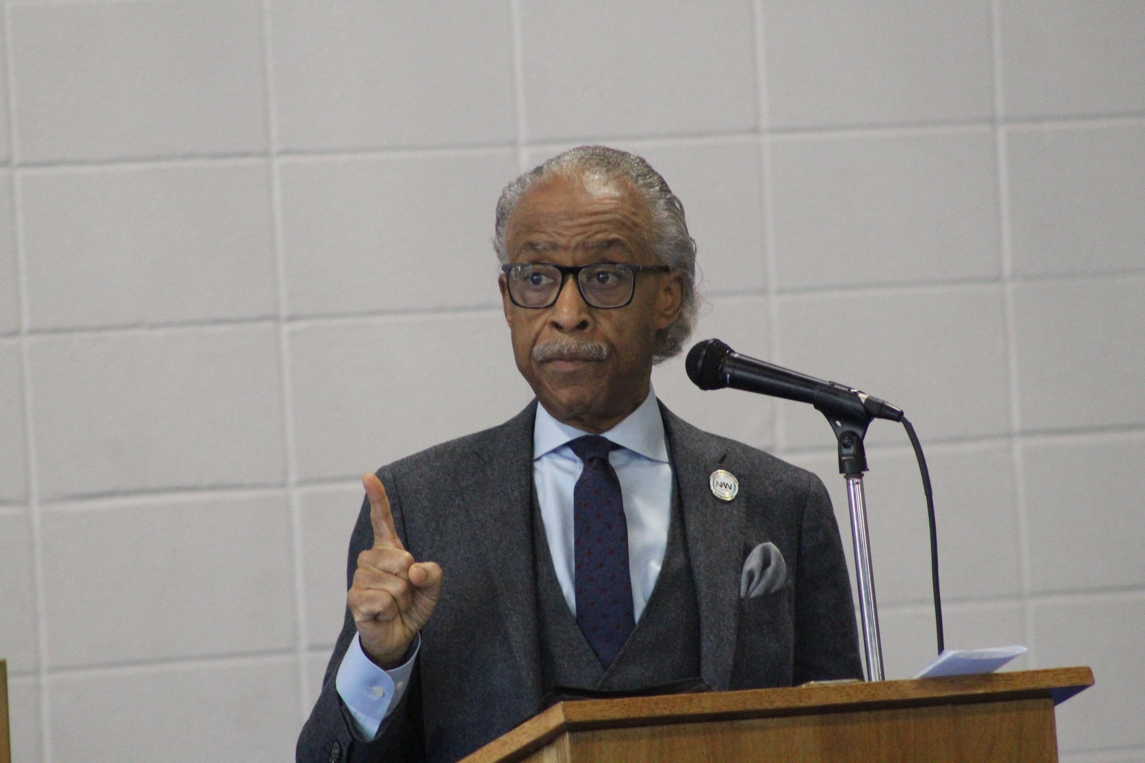 Rev. Al Sharpton delivers the keynote sermon at the 57th annual Bloody Sunday commemoration in Selma, Ala. on March 6, 2022. (Jacob Holmes / APR)