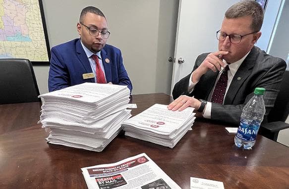 SFLAction Alabama Regional Coordinator Omarr Peters meets with Rep. Mike Jones.