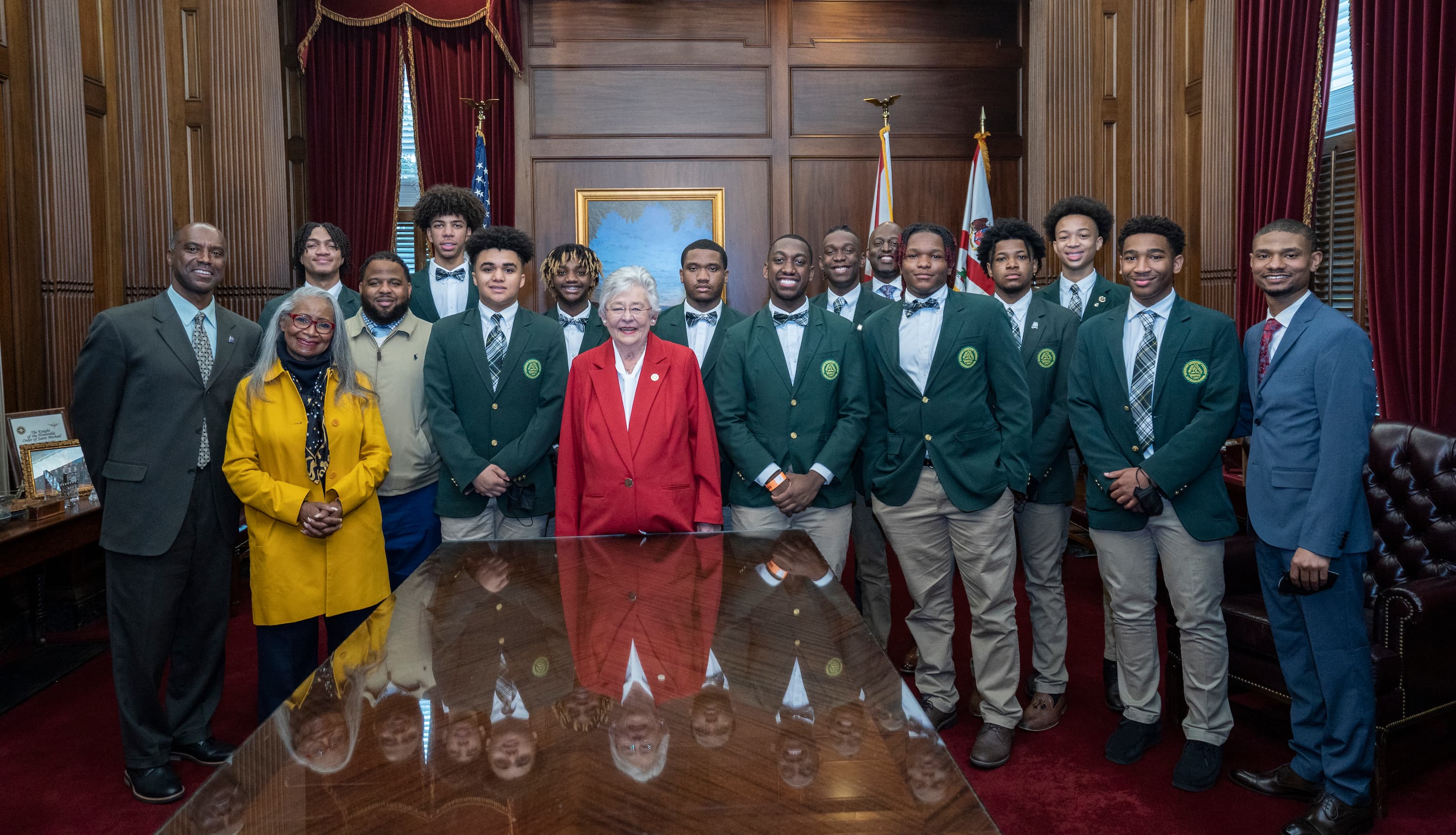 Governor Kay Ivey held a meeting with Oakwood Basketball Team in the Governor’s Office Tuesday March 8, 2022 in Montgomery, Ala.