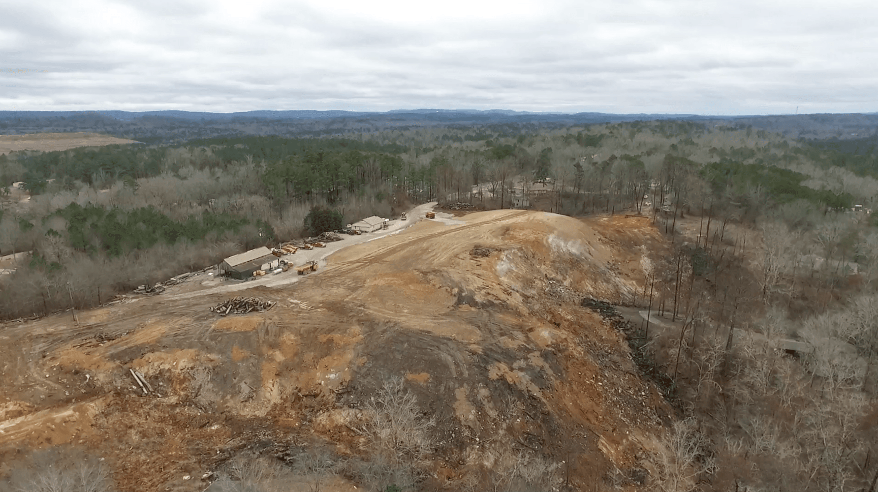 Drone footage shows the site of the Moody landfill fire.