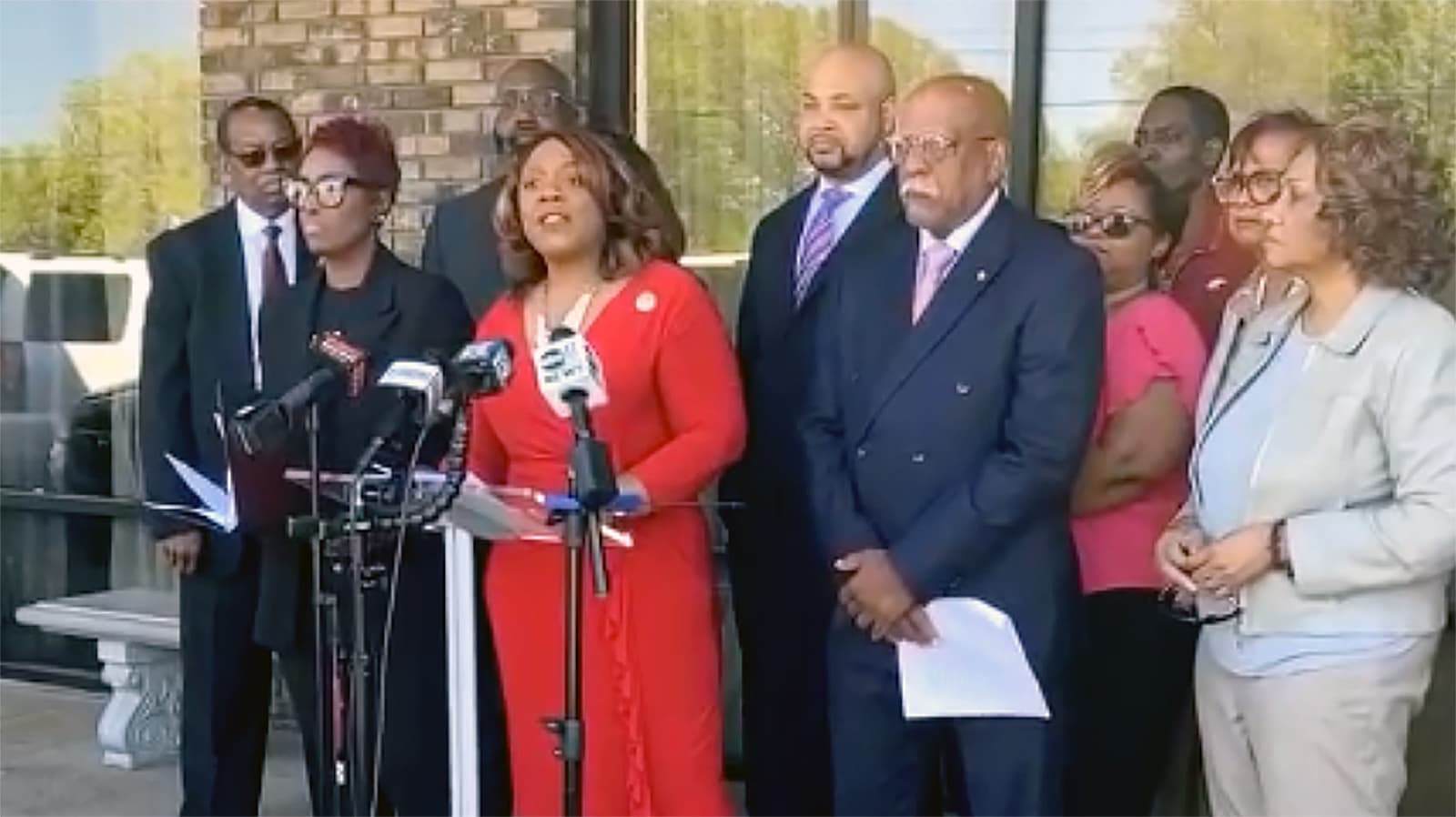 Sens. Merika Coleman and Rodger Smitherman and Rep. Juandalynn Givan at a press conference.