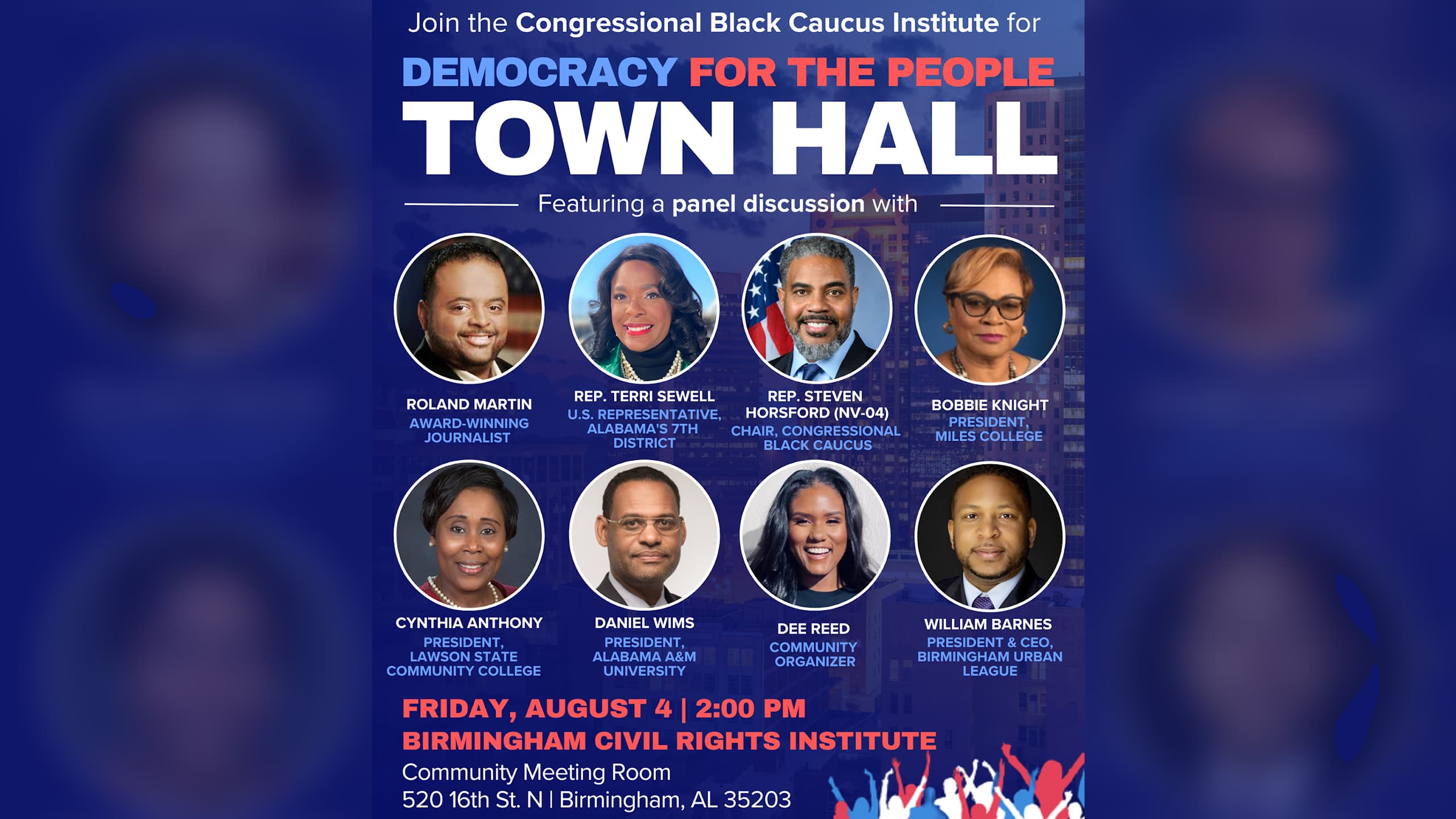 On Friday, Aug. 4, U.S. Rep. Terri Sewell, D-Alabama, will welcome the Congressional Black Caucus Institute (CBCI) and Congressional Black Caucus (CBC) Chairman Steven Horsford (D-Nevada) to Birmingham.