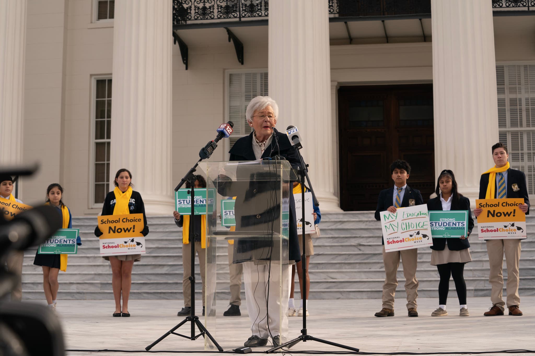 Governor Kay Ivey gave remarks during a press conference to Celebrate National School Choice Week at the Alabama State Capitol Monday January 22, 2024 in Montgomery, Ala.