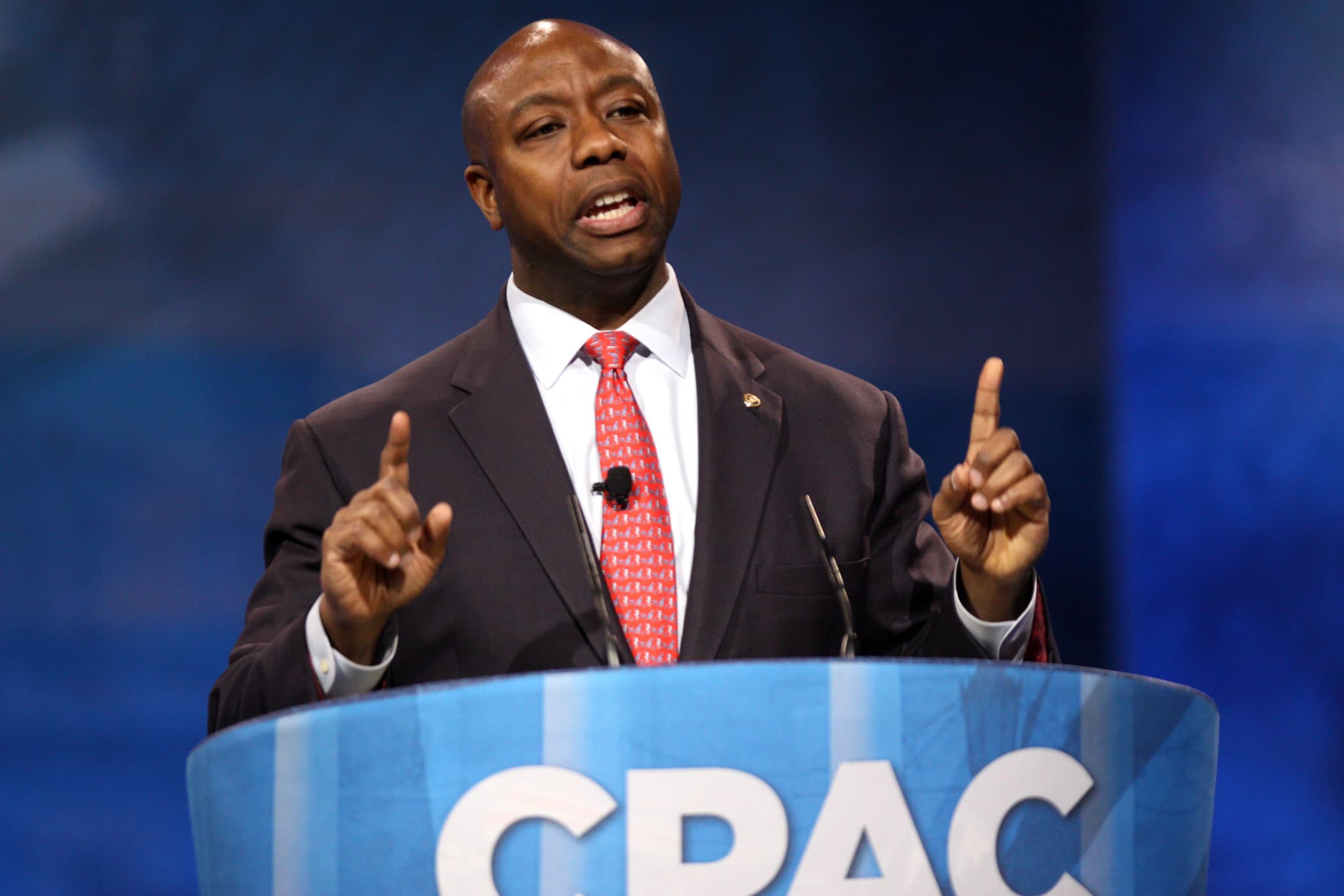 Senator Tim Scott of South Carolina speaking at the 2013 Conservative Political Action Conference (CPAC) in National Harbor, Maryland.