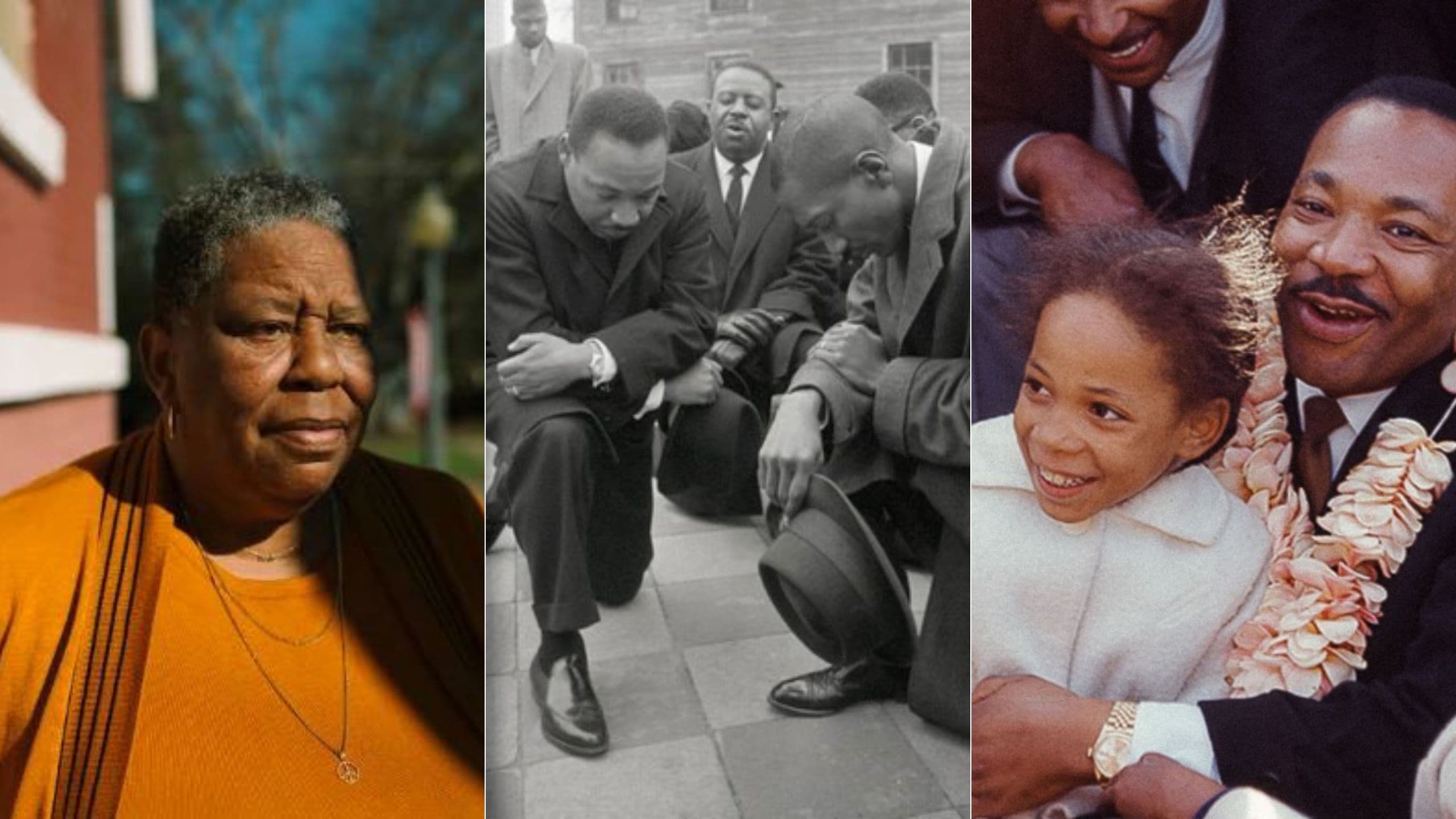 JoAnne Bland, left, Bennie Lee Tucker with Martin Luther King Jr., center, and Sheyann Webb-Christburg with King, right.