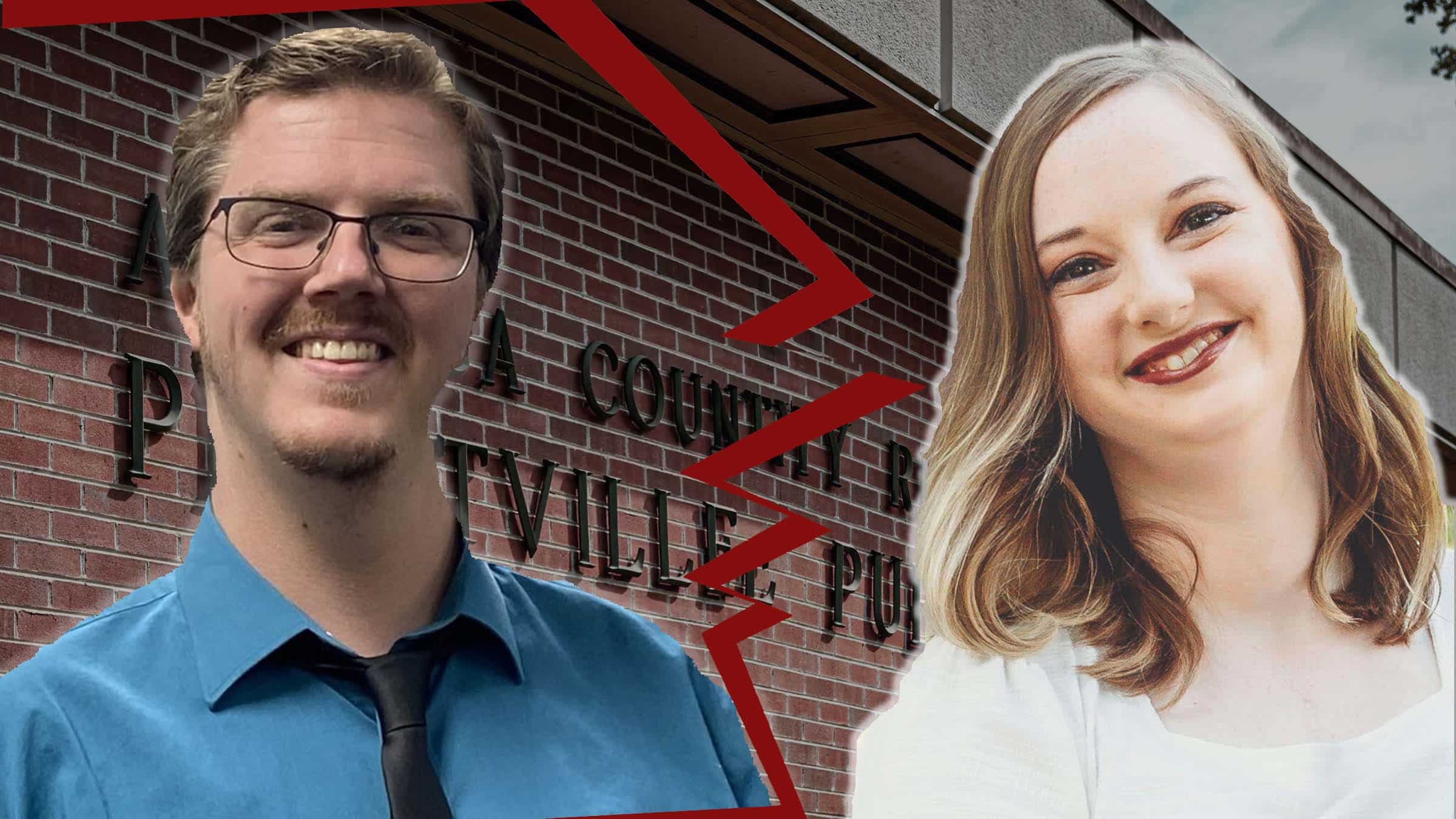 Former Autauga-Prattville Public Library director Andrew Foster, left, and AAPL attorney Laura Clark, right.