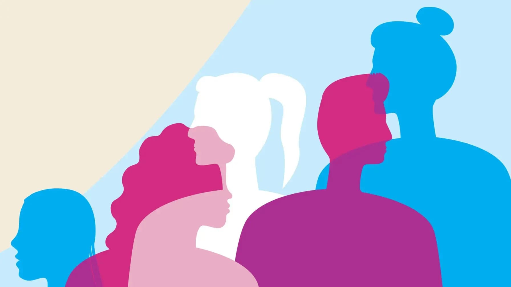 Transgender people, copy space template, silhouette vector stock illustration or blank backdrop for design