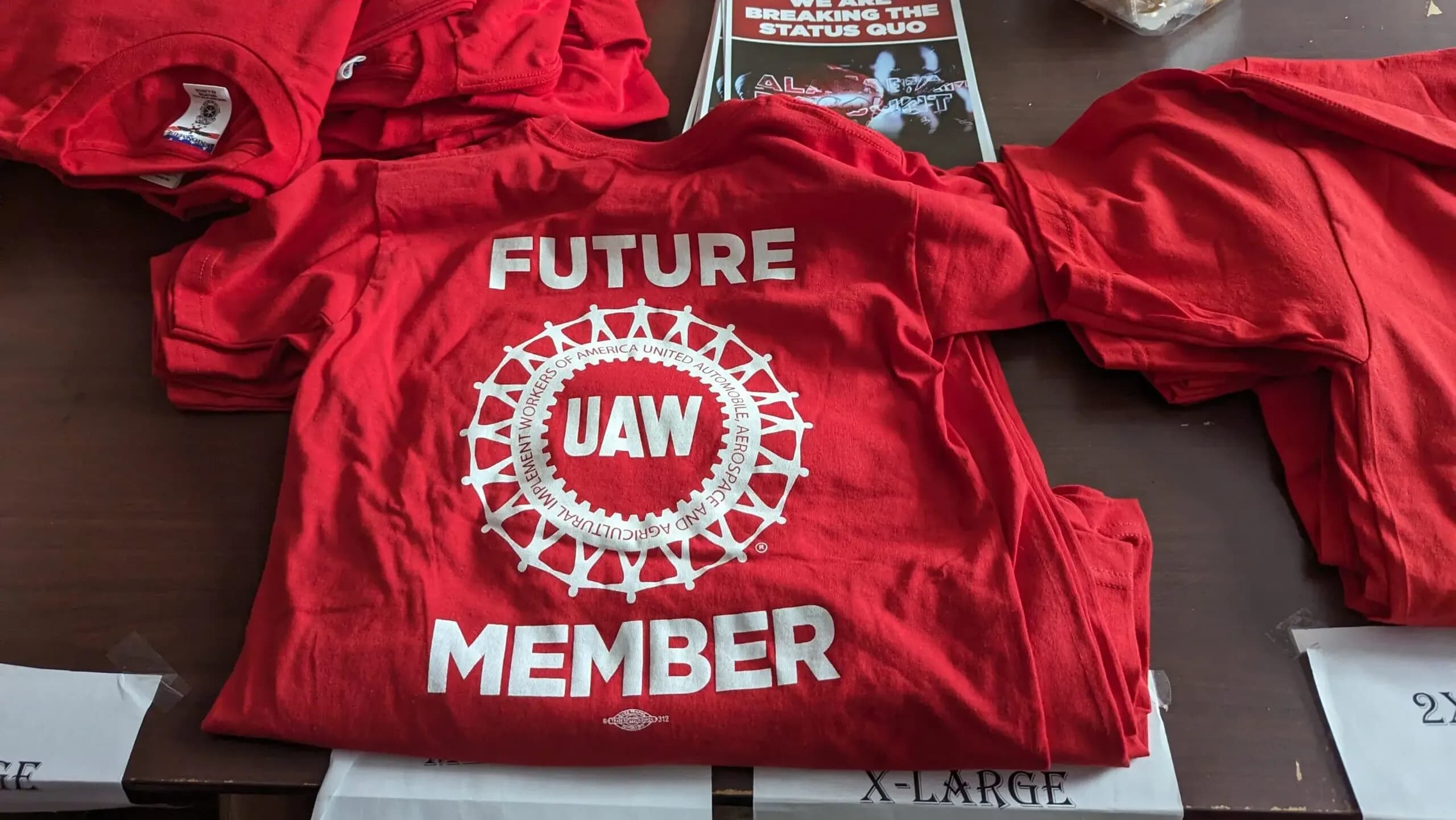 T-shirts at the UAW Local 112 headquarters read “Future UAW Member”