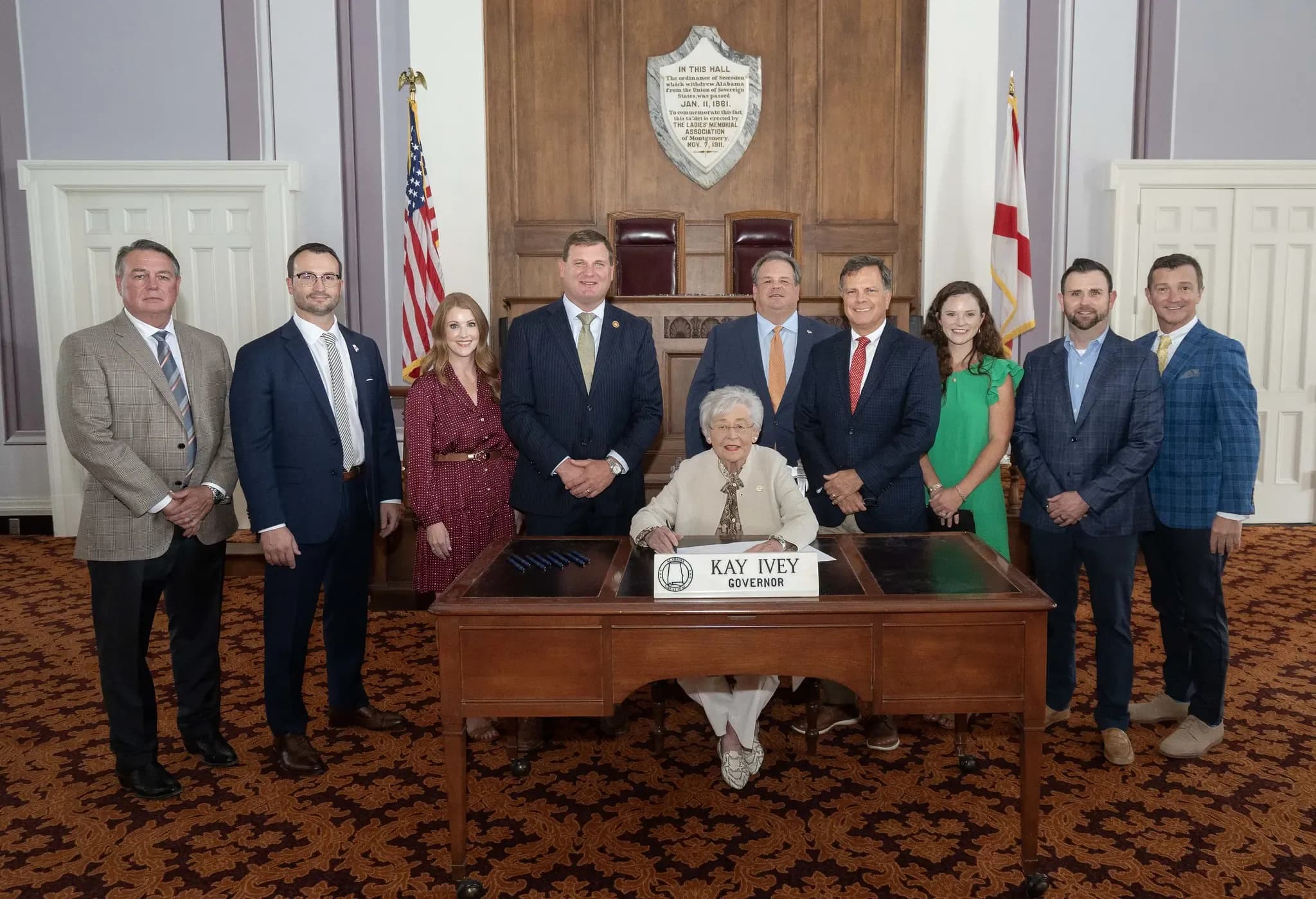 Gov. Kay Ivey holds a bill signing ceremony.