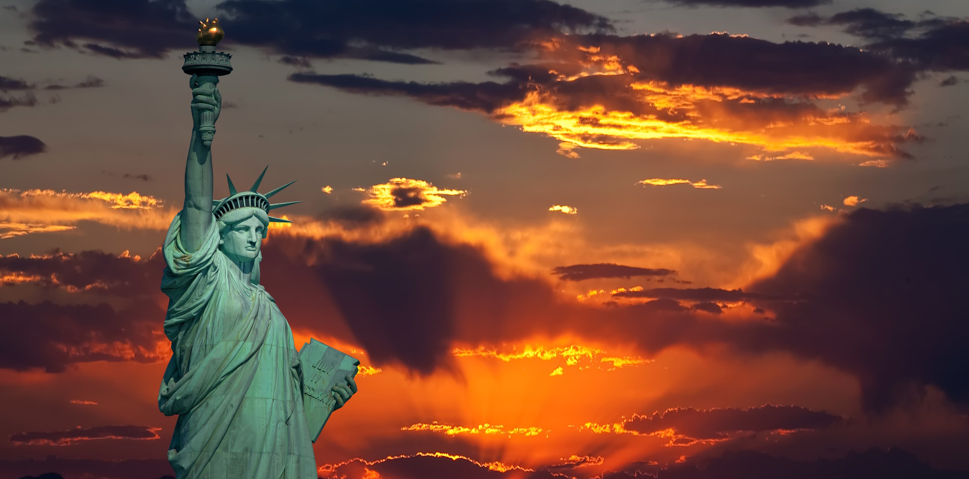 The Statue of Liberty at sunrise
